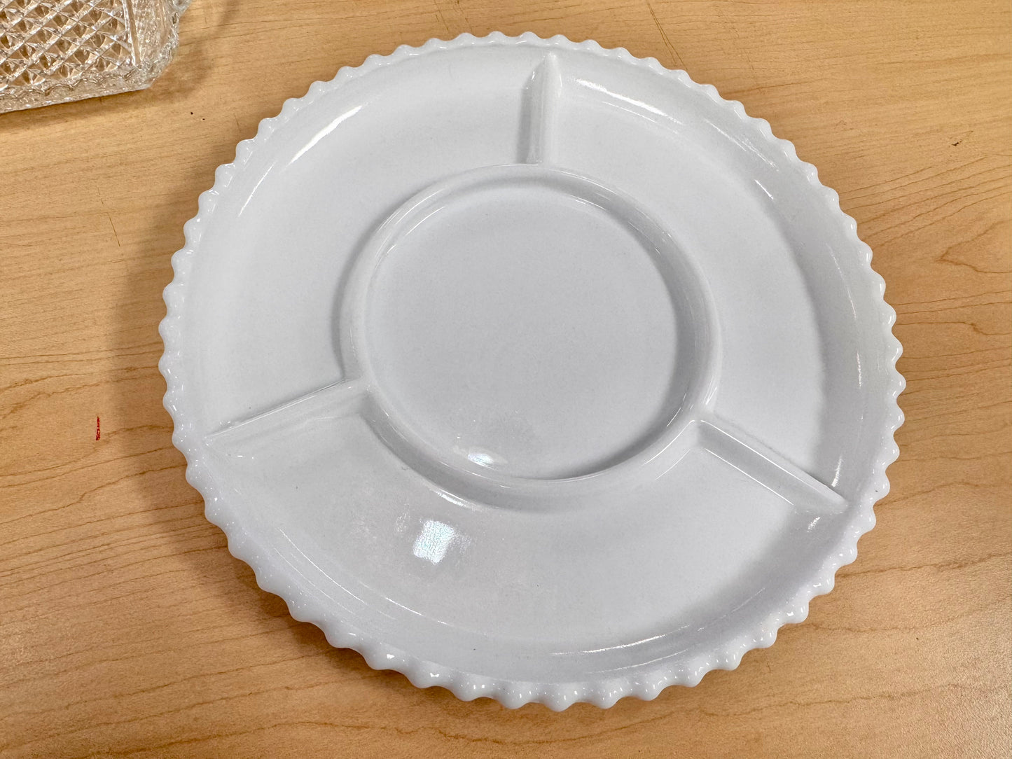 1950s Milk Glass Divided Relish/Serving Plate