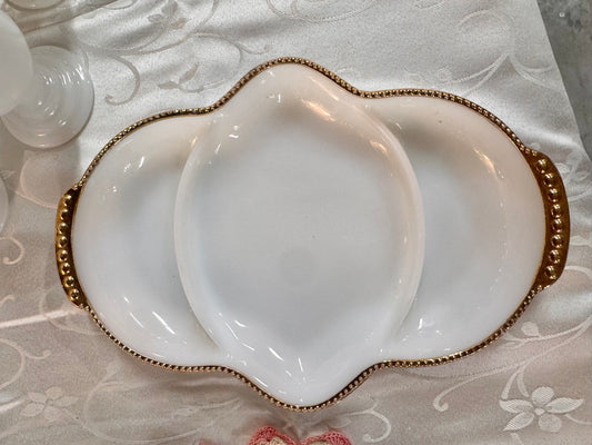 Anchor Hocking Milk Glass Divided Relish Tray