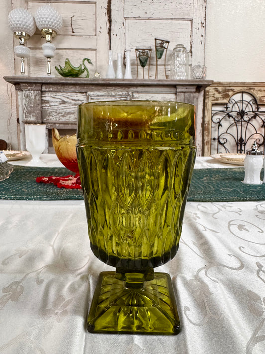 Vtg Indiana Glass Company Green Goblet