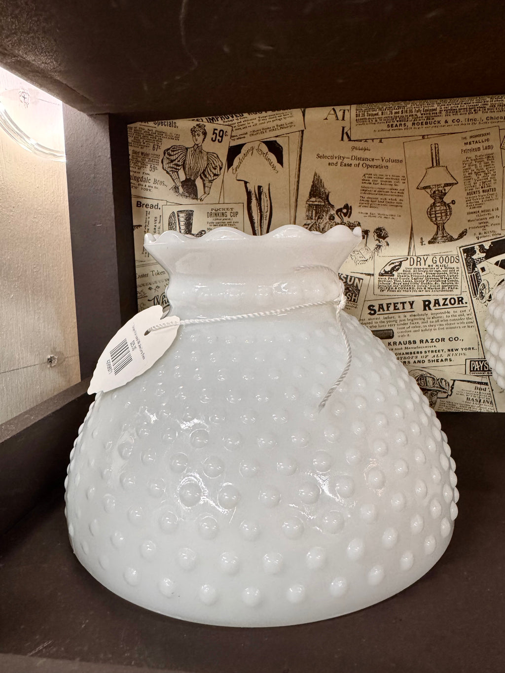 Vintage White Hobnail Milk Glass Lamp Shade