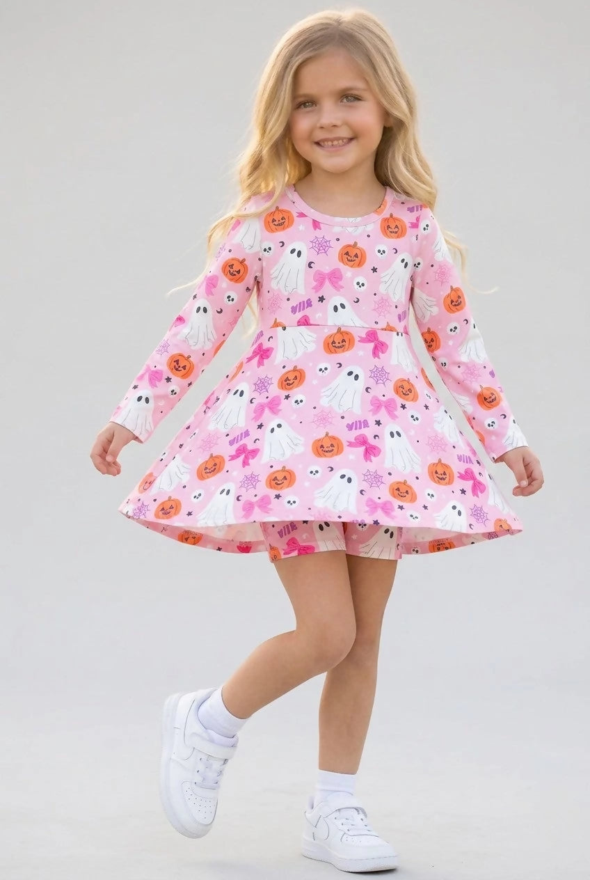 Pink Halloween Printed Active Wear Dress