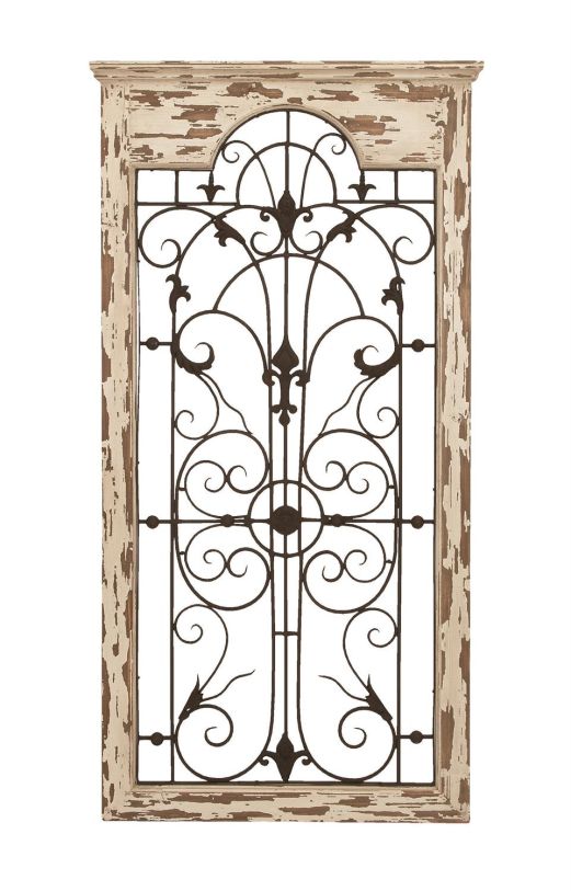 Wood & Metal Distressed Window Panel Decor