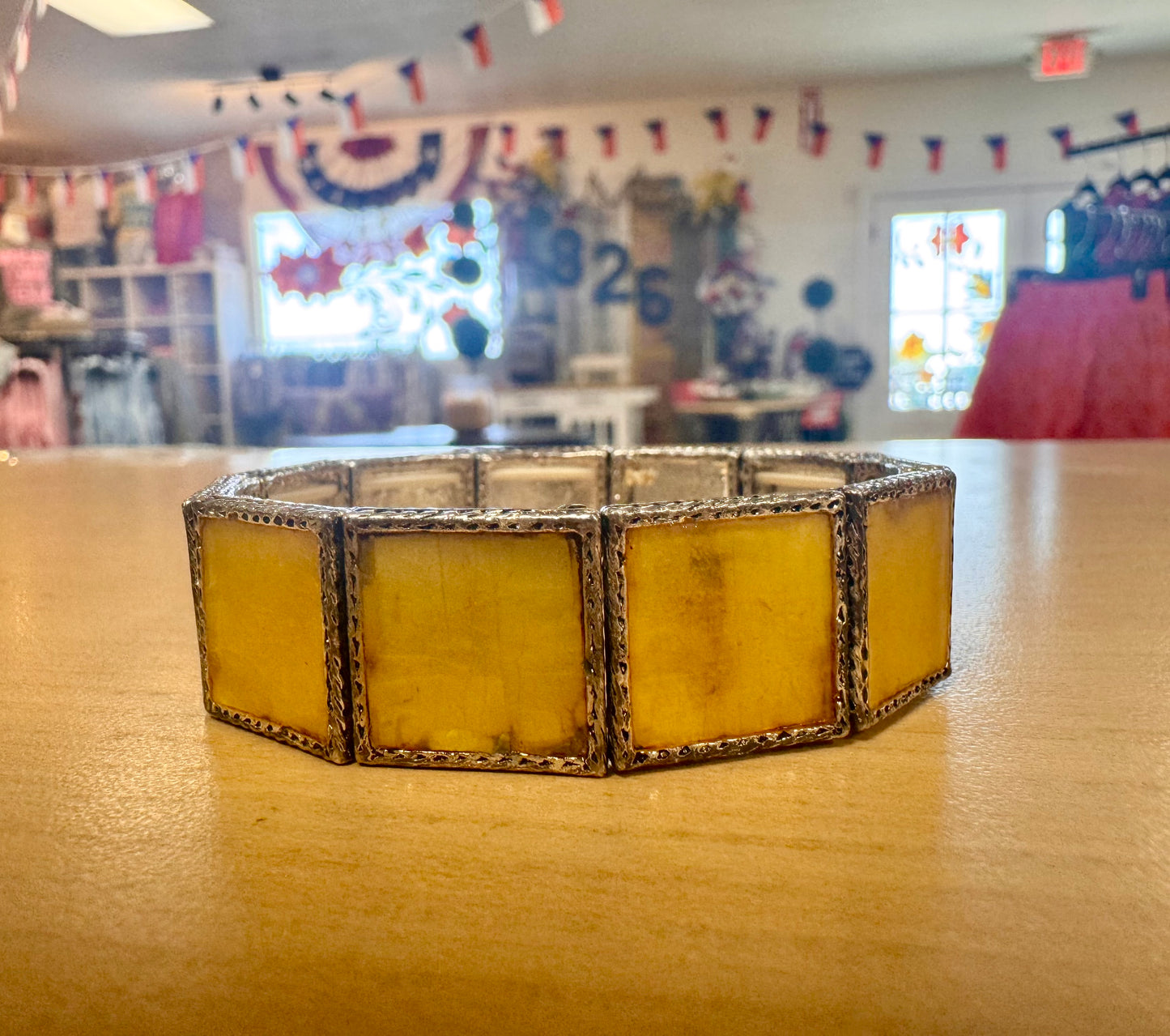 Vintage Stamped Monet Yellow Bracelet