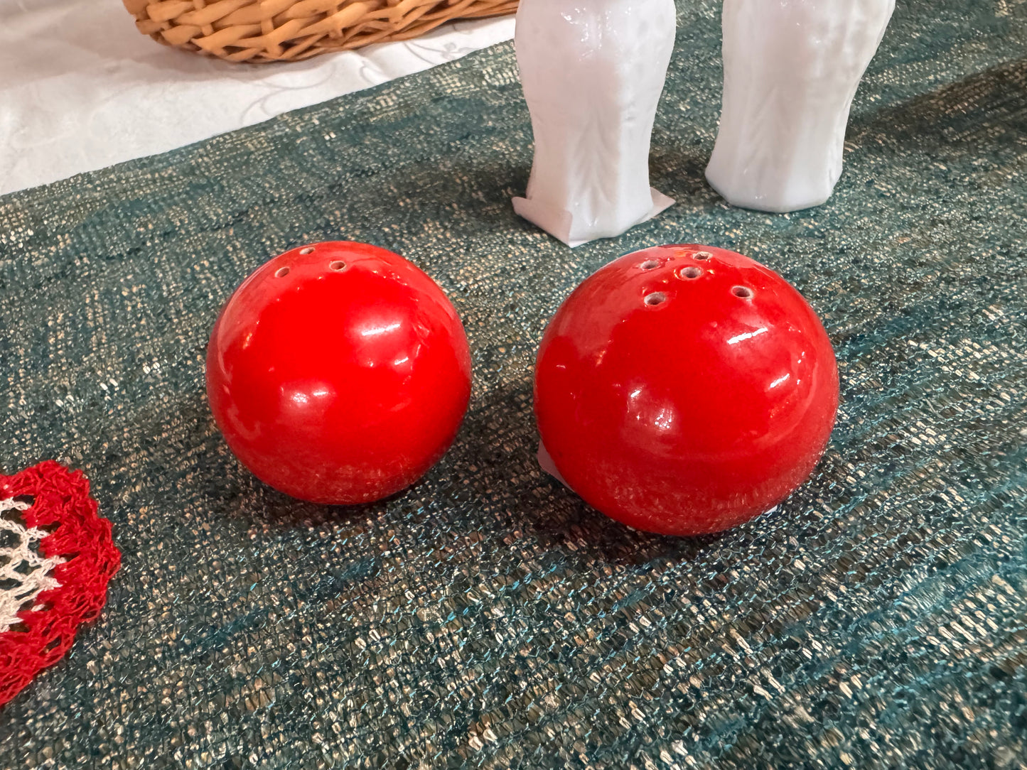 Italian Tomato Red Ceramic Salt & Pep Shakers
