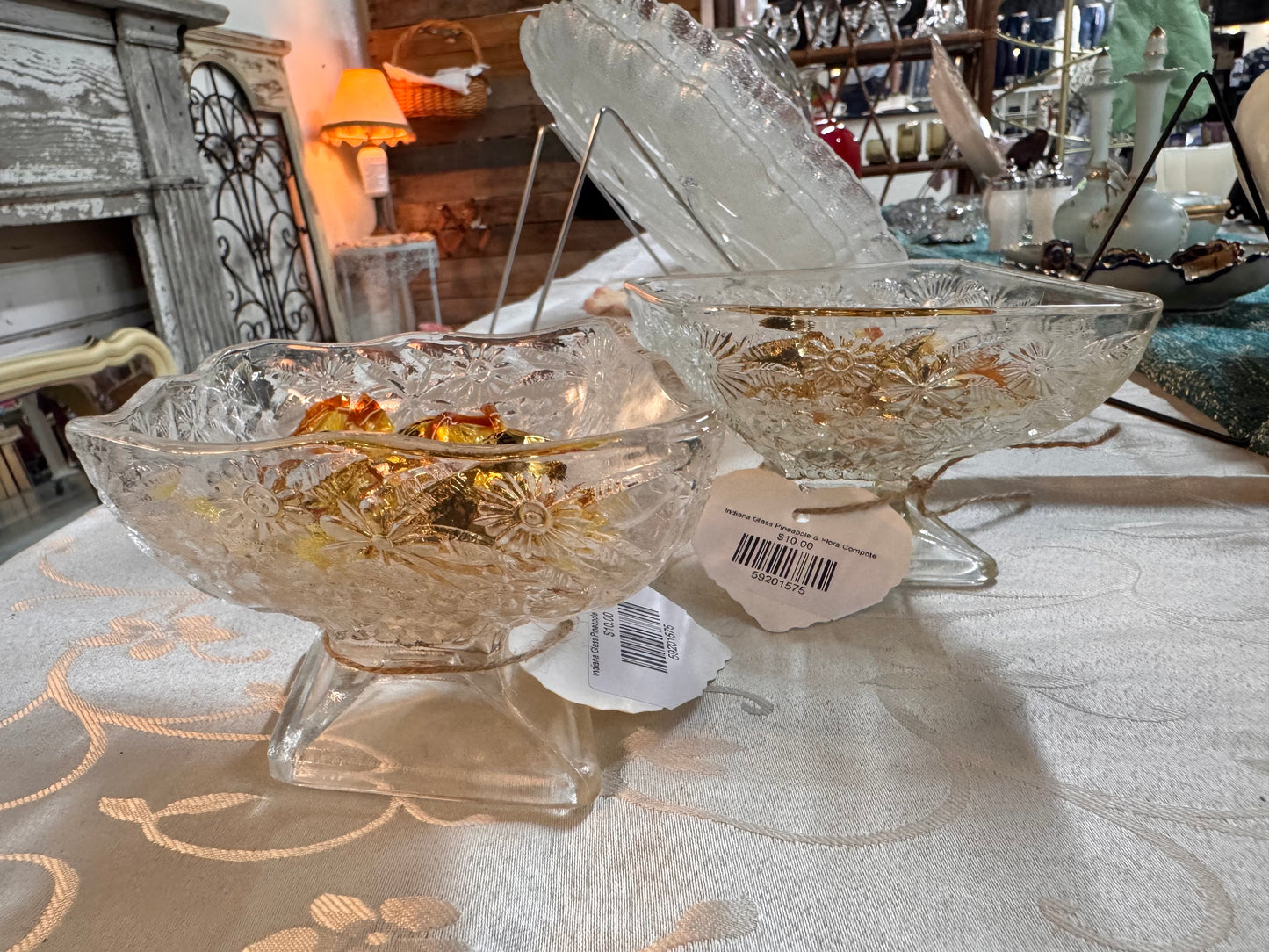 Indiana Glass Pineapple & Flora Compote