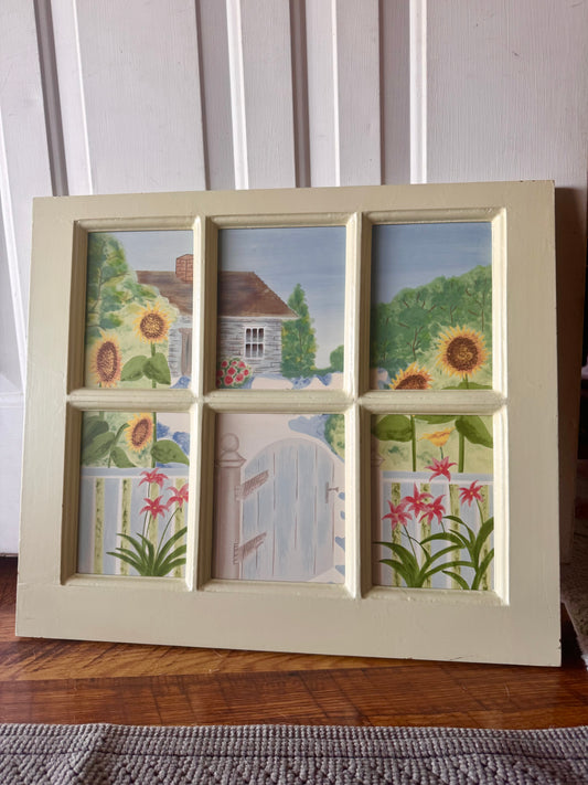 Vtg Wood Framed Cottage/Garden Window
