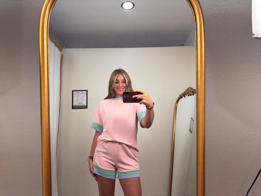 Contrast Trim Corded Short Set