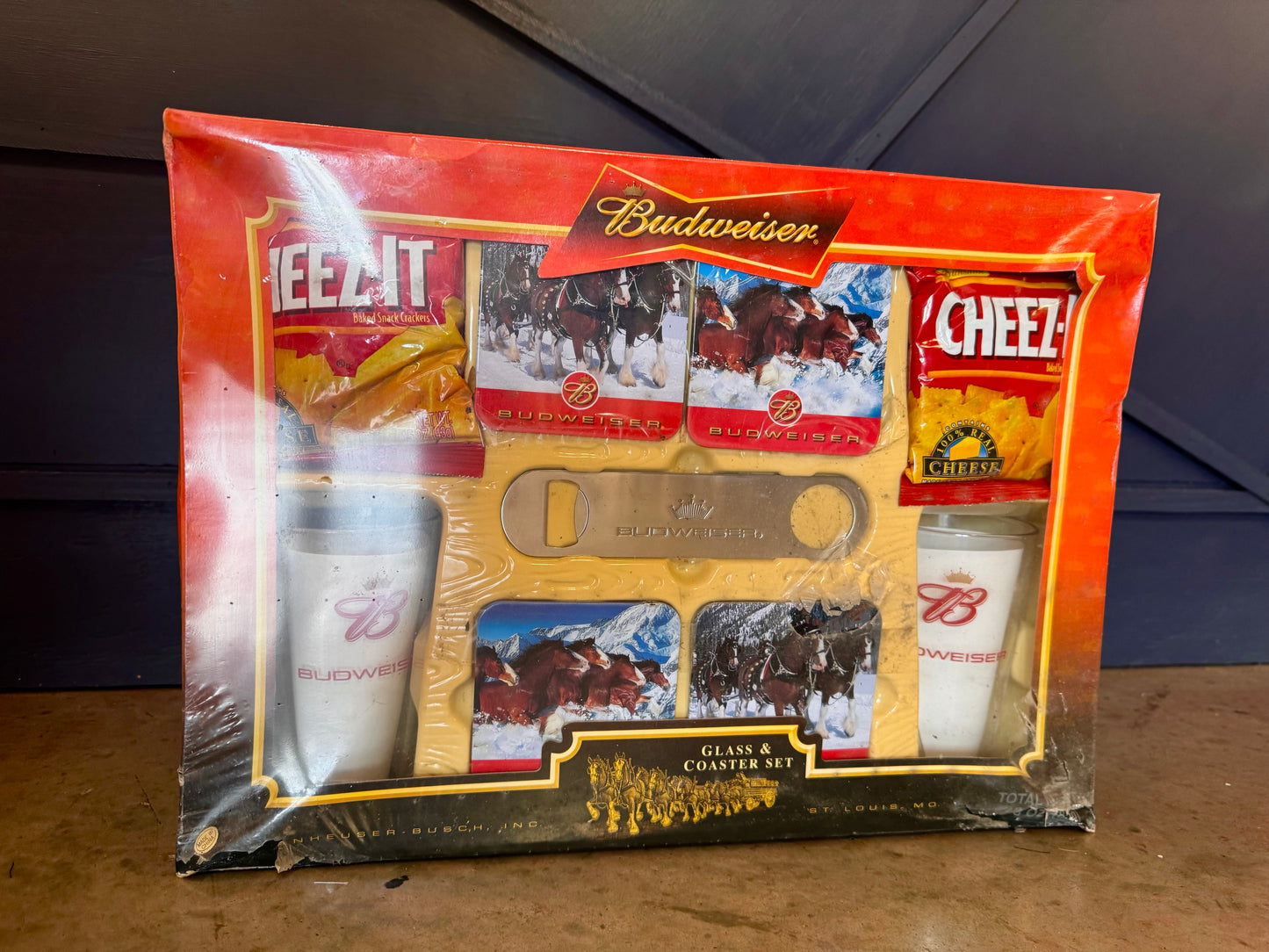 Vintage Budweiser Glass & Coaster Gift Set