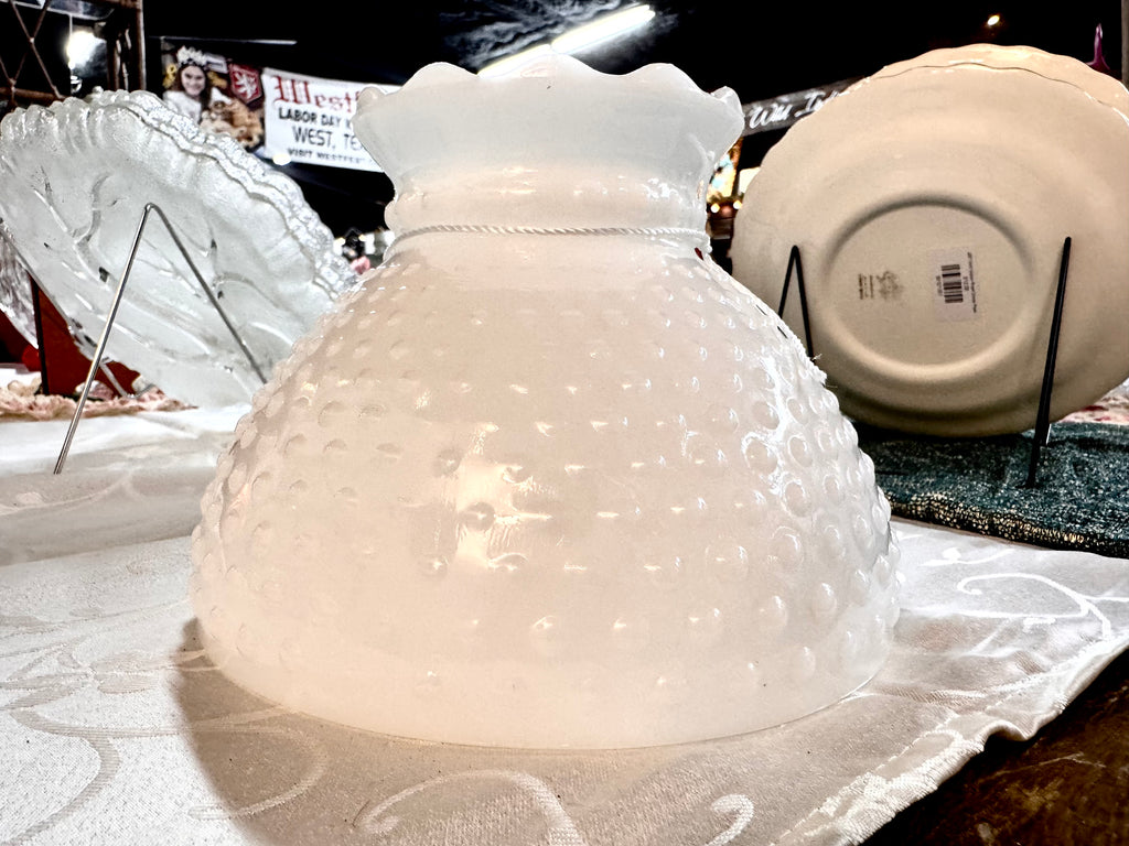 Vintage White Hobnail Milk Glass Lamp Shade