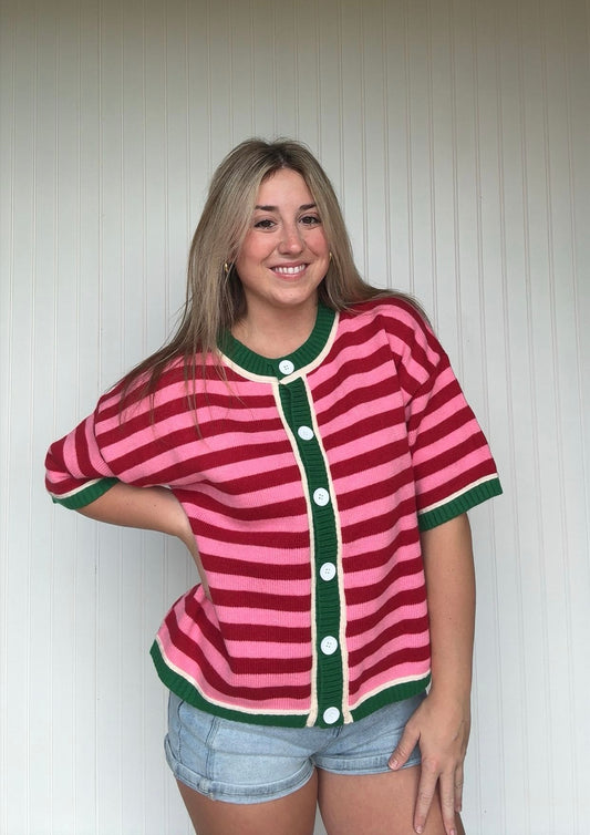 Stripe Drop Shoulder Cardigan