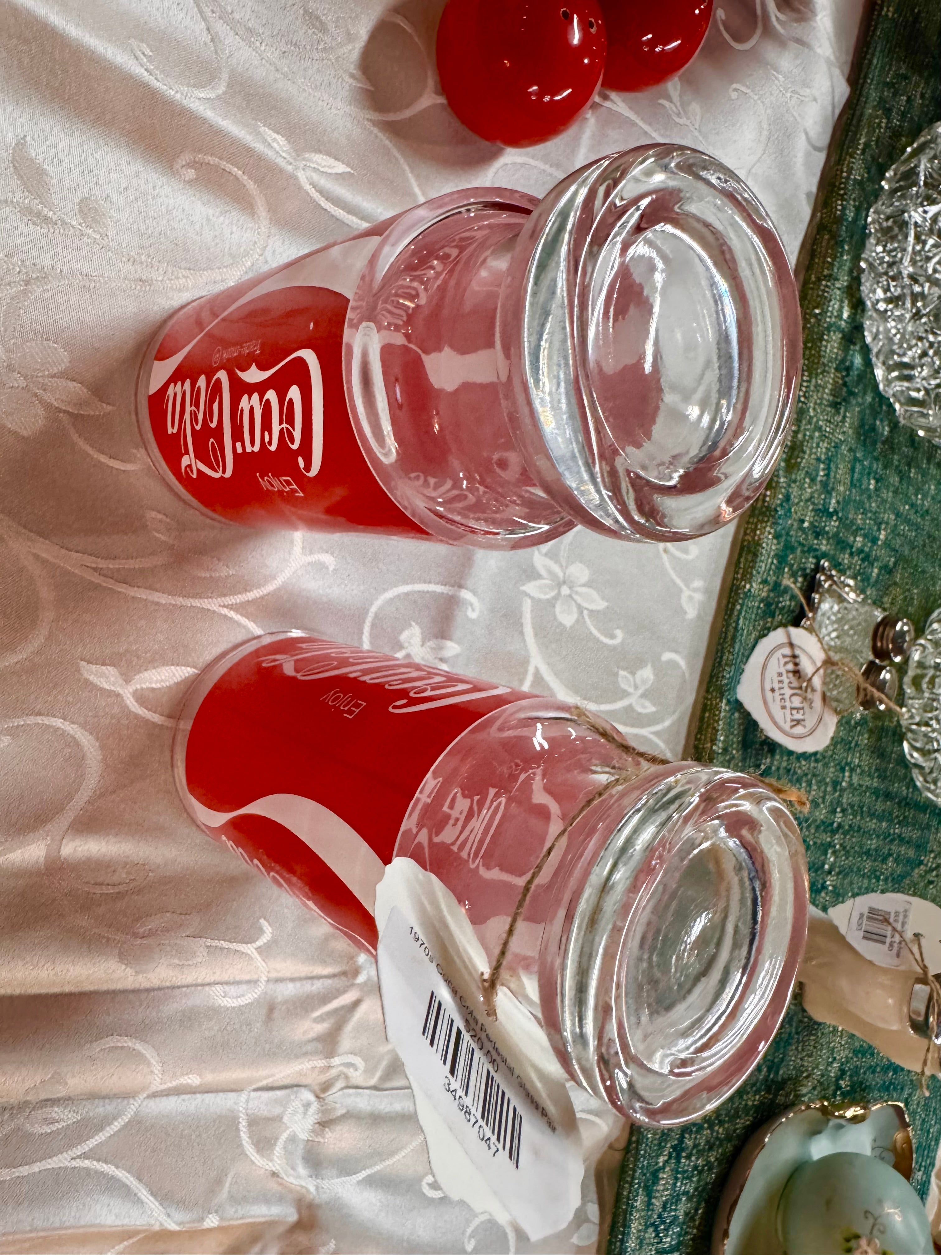 1970s Coca Cola Pedestal Glass Pair