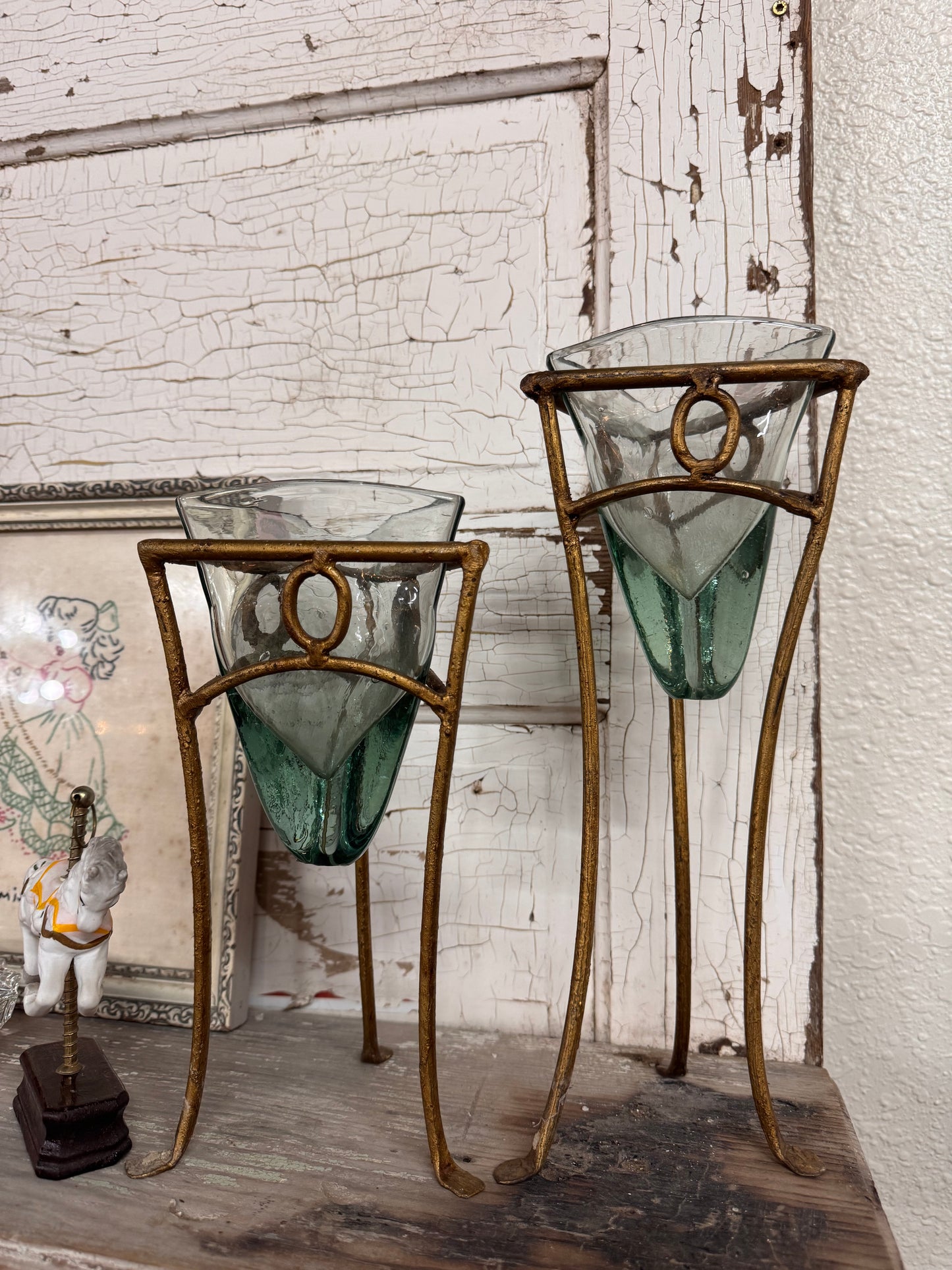 Vintage Wrought Iron Vases