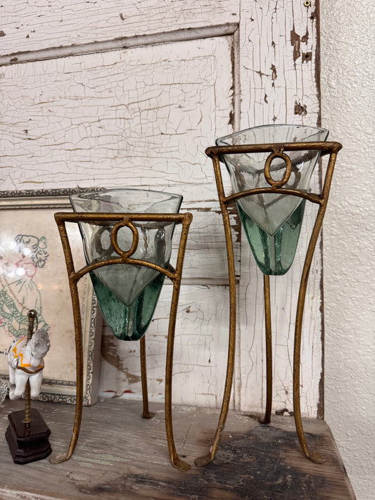 Vintage Wrought Iron Vases