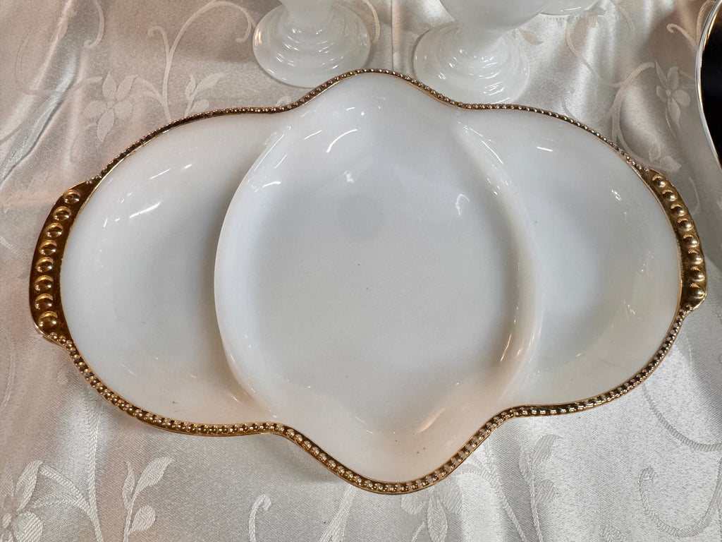 Anchor Hocking Milk Glass Divided Relish Tray