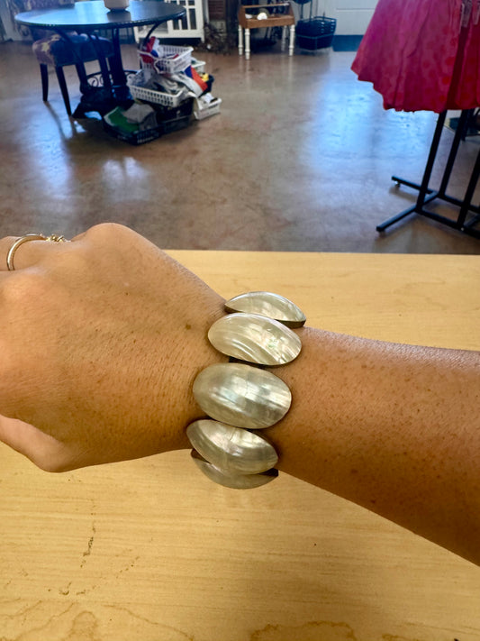 1970s Mother-of-Pearl Wood Panel Bracelet