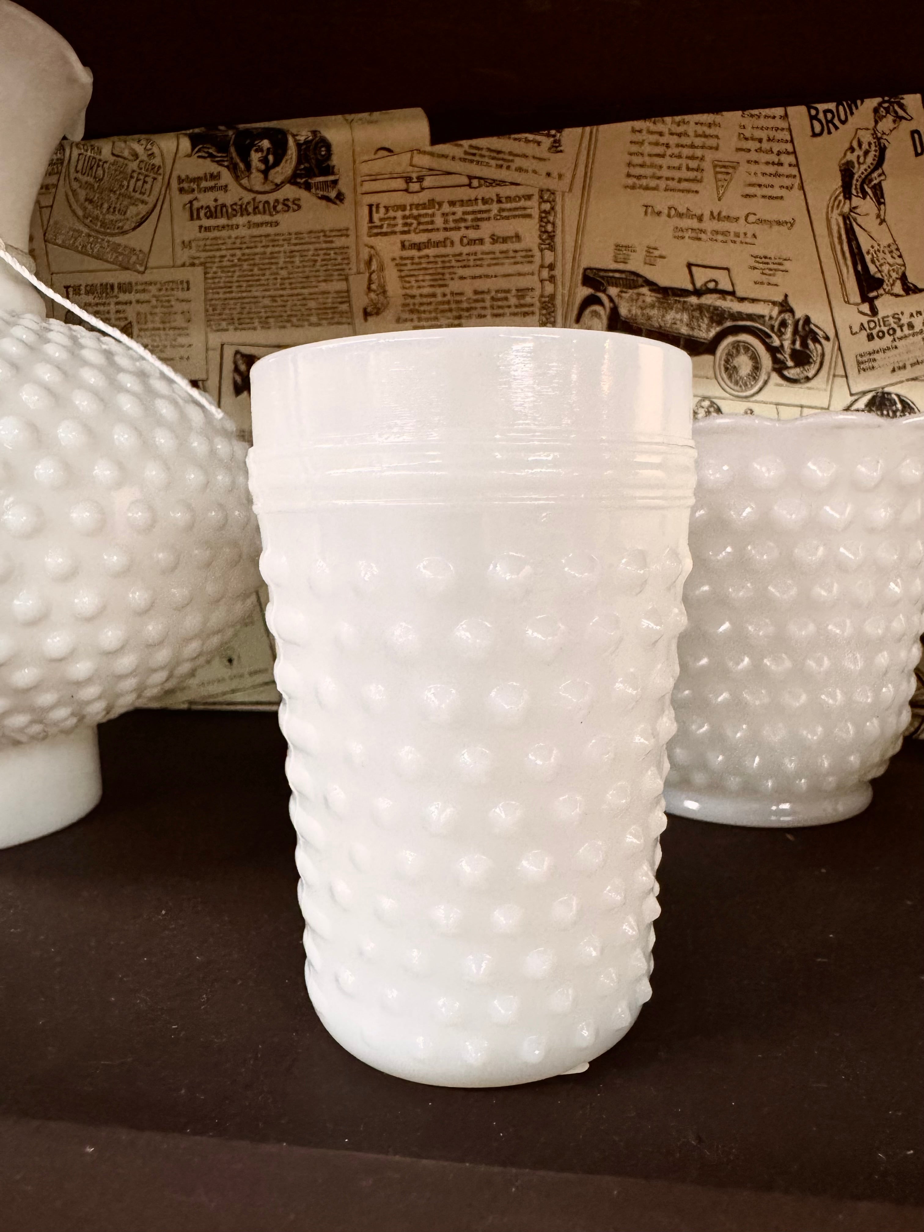 Anchor Hocking Milk Glass Hobnail Tumbler