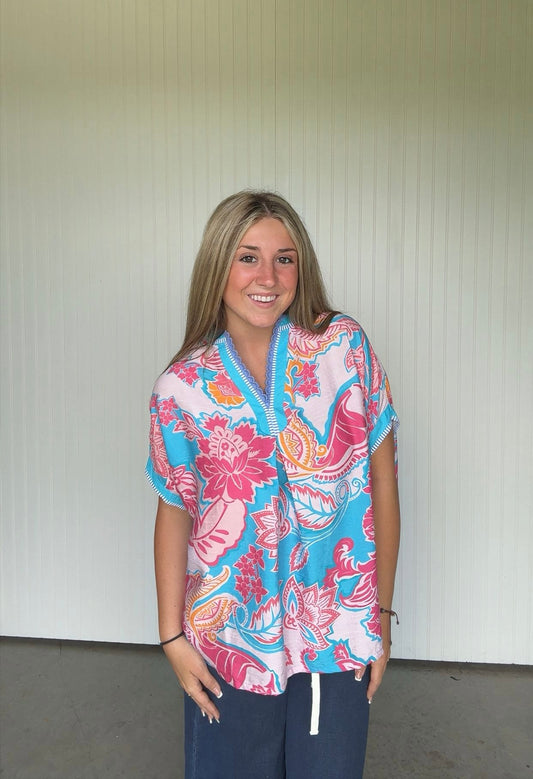 Manderine Collar Flow Top