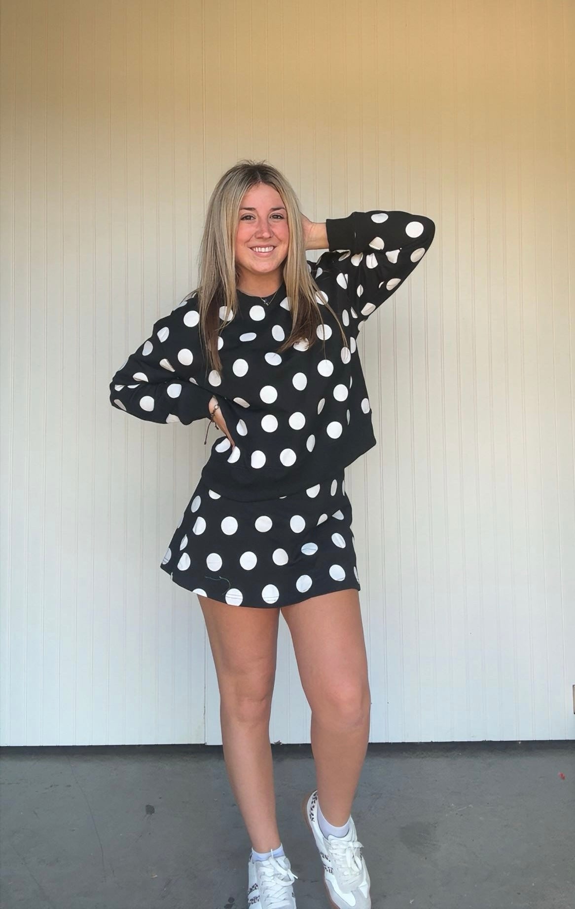 Polka Dot Sky Pullover Skort Set