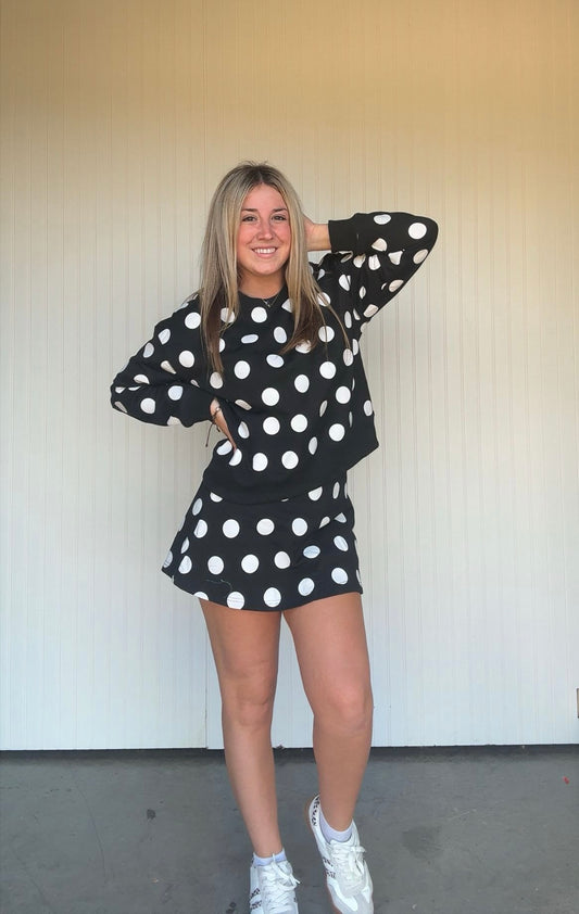 Polka Dot Sky Pullover Skort Set