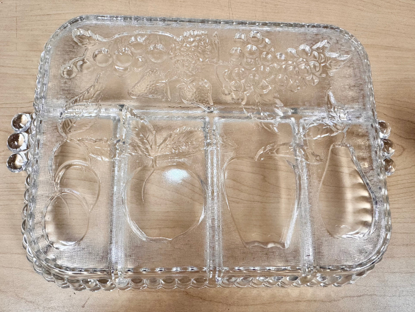 60s Pressed Glass 5-section Fruit Relish Tray