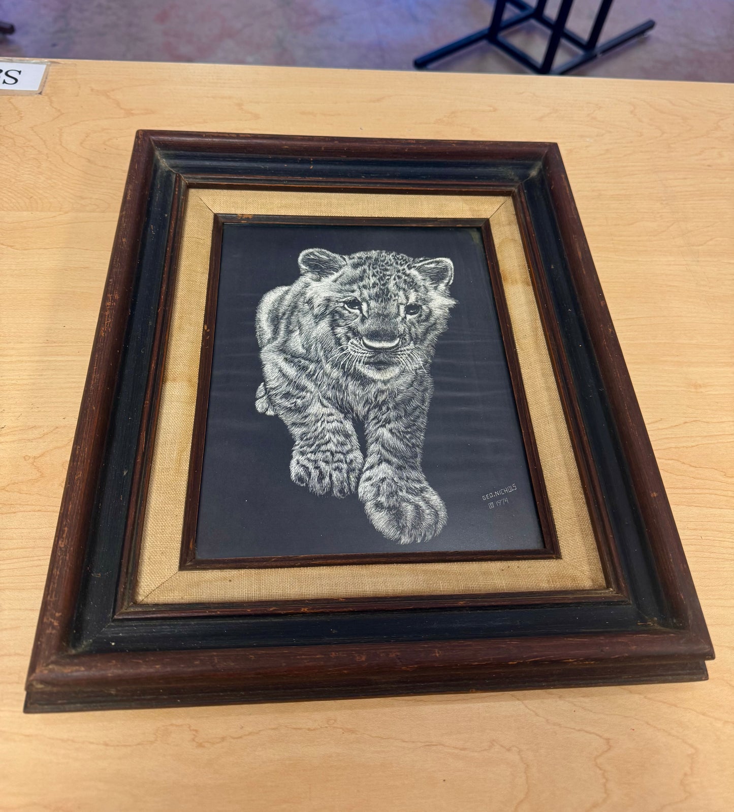 1974 George Nichols Scratchboard Cub Print