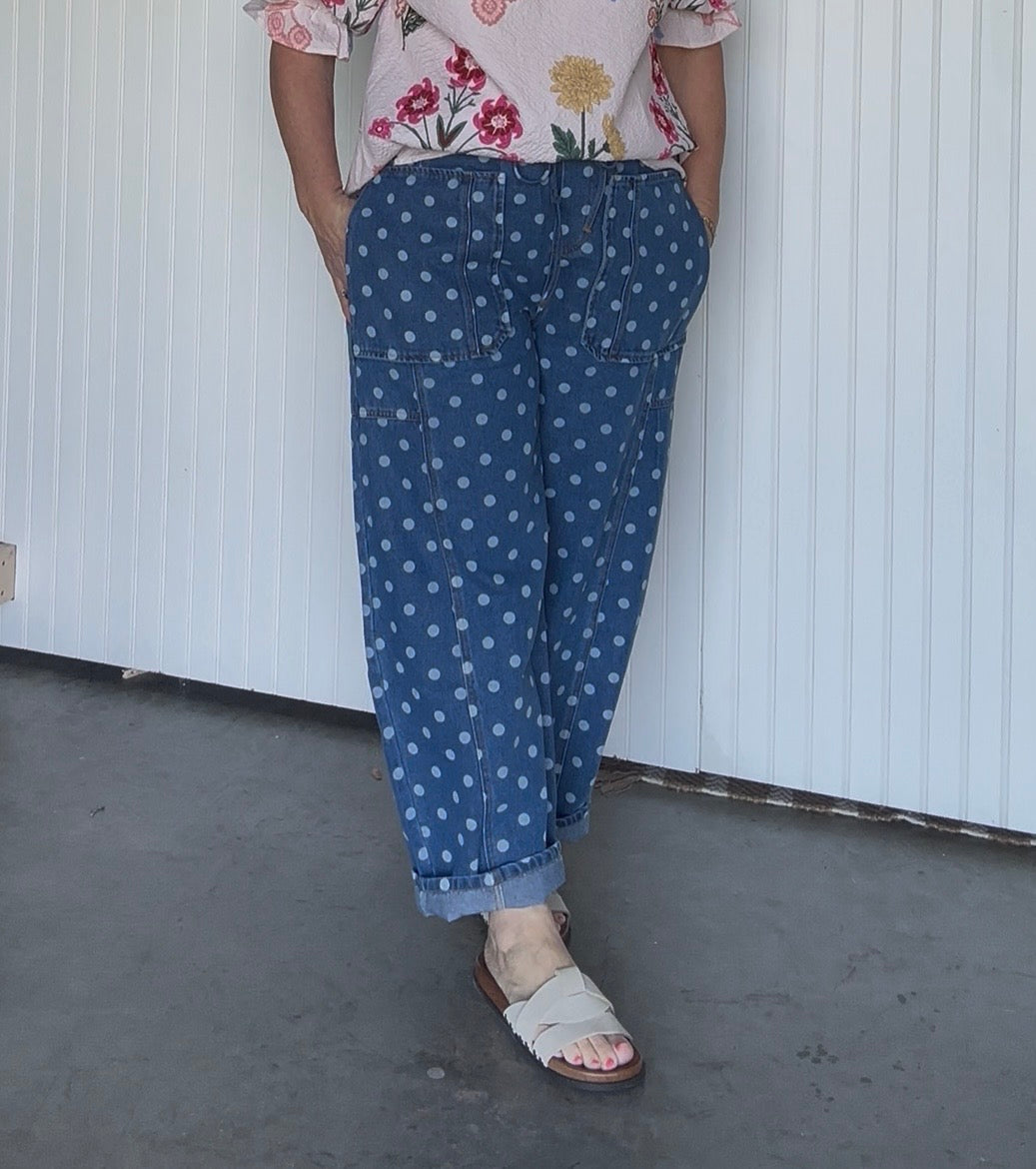 Washed Vintage Polka Dot Pants