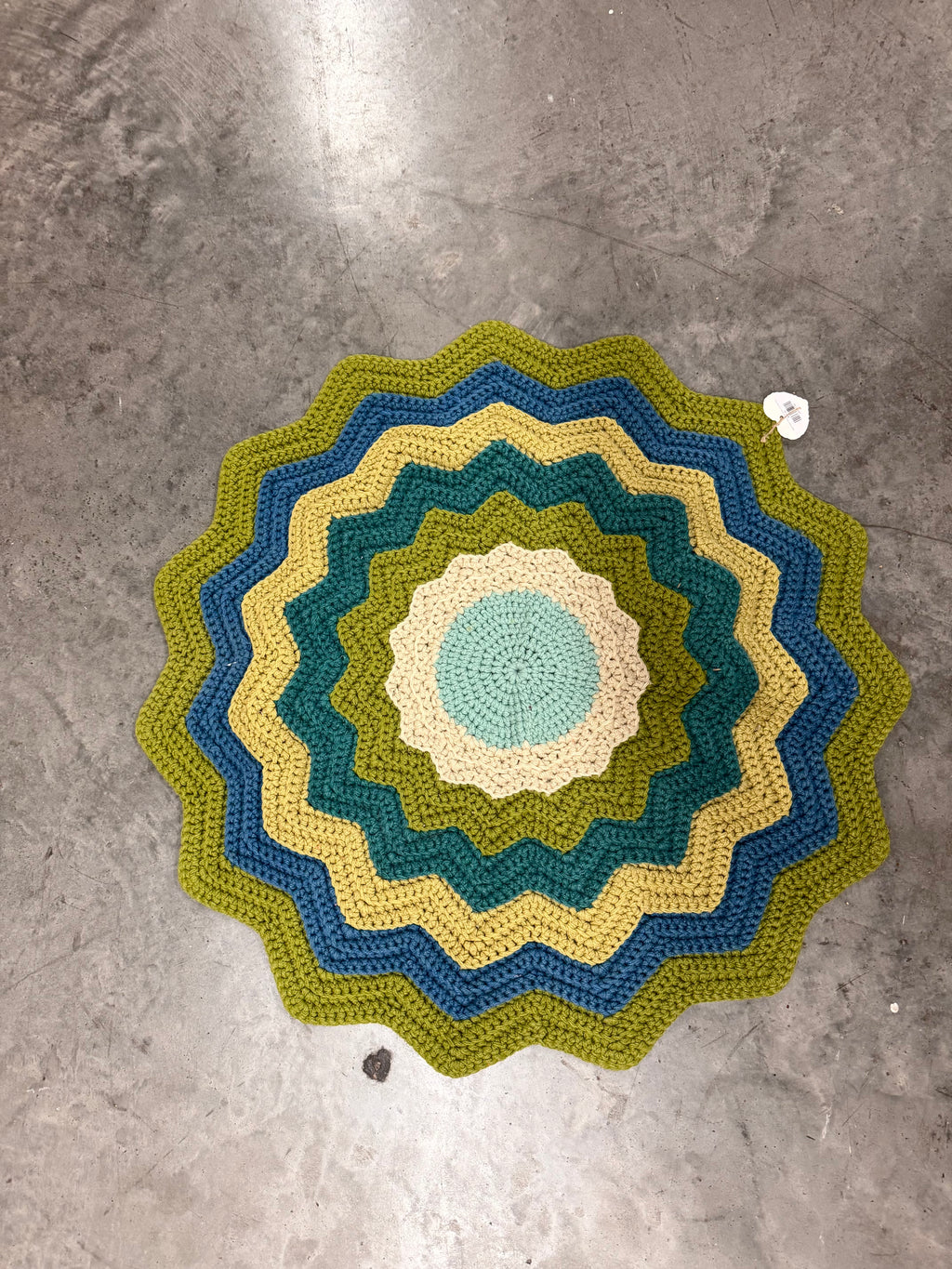 Multi-Colored Blue Hand-Crochet 15 pt Star Rug