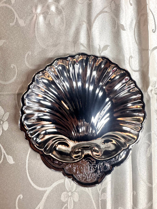 Vtg Silver Plated Seashell Dish/Tray