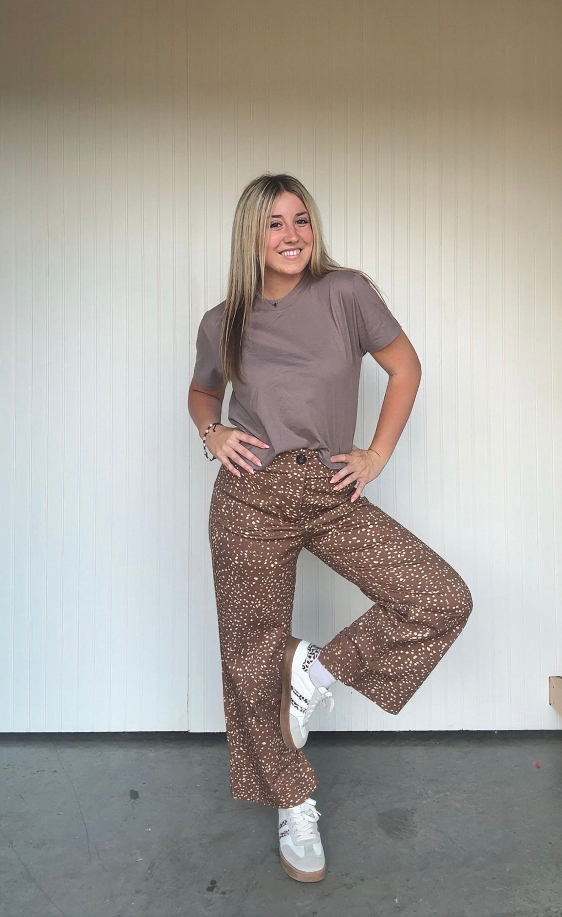 Fawn Print Wide Leg Crop Pant
