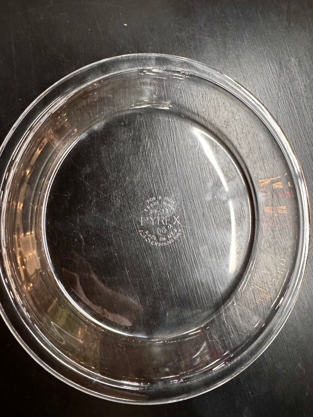 1950 Kroger Metal Pie Plate & Pyrex Plate