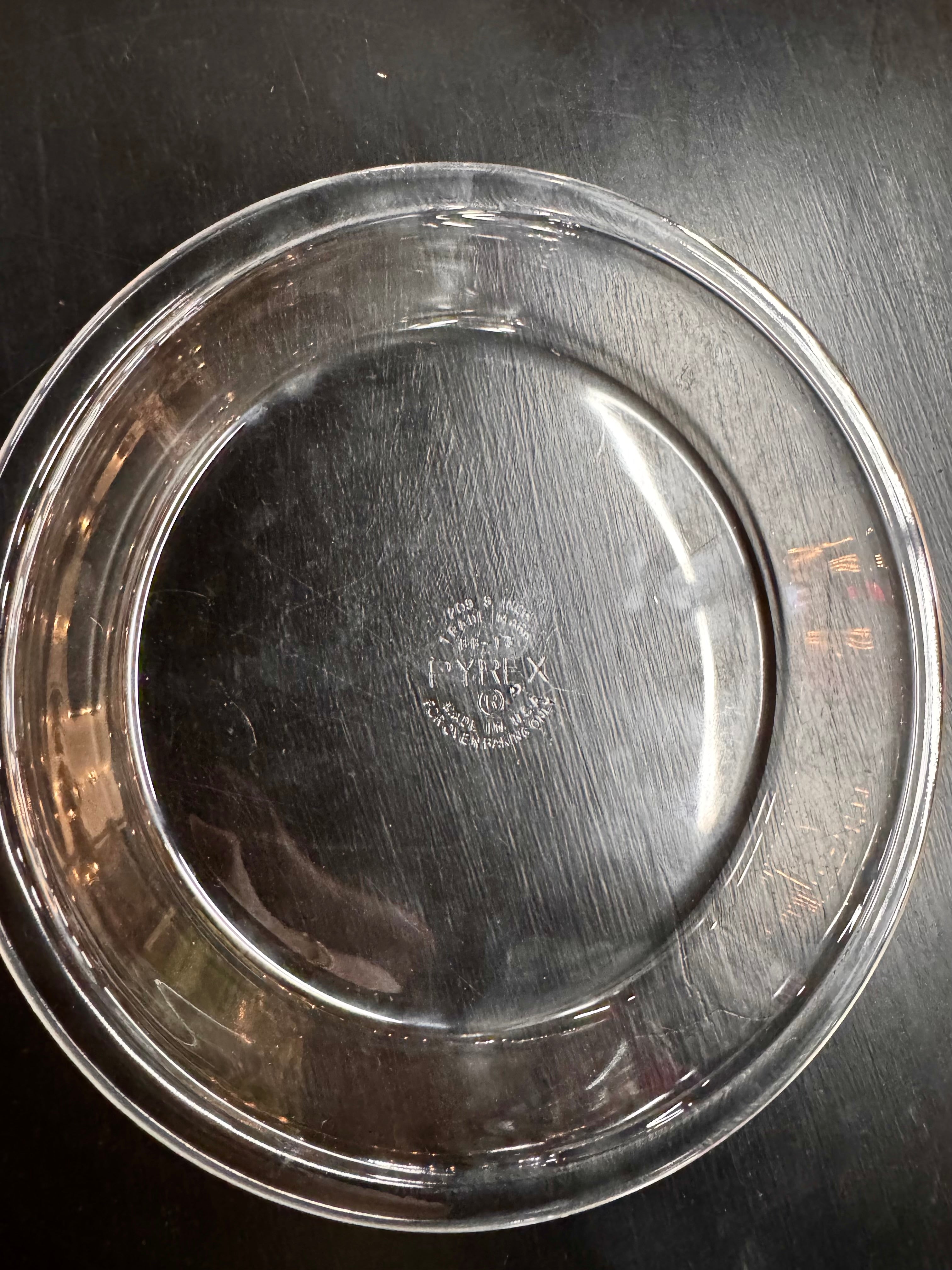 1950 Kroger Metal Pie Plate & Pyrex Plate