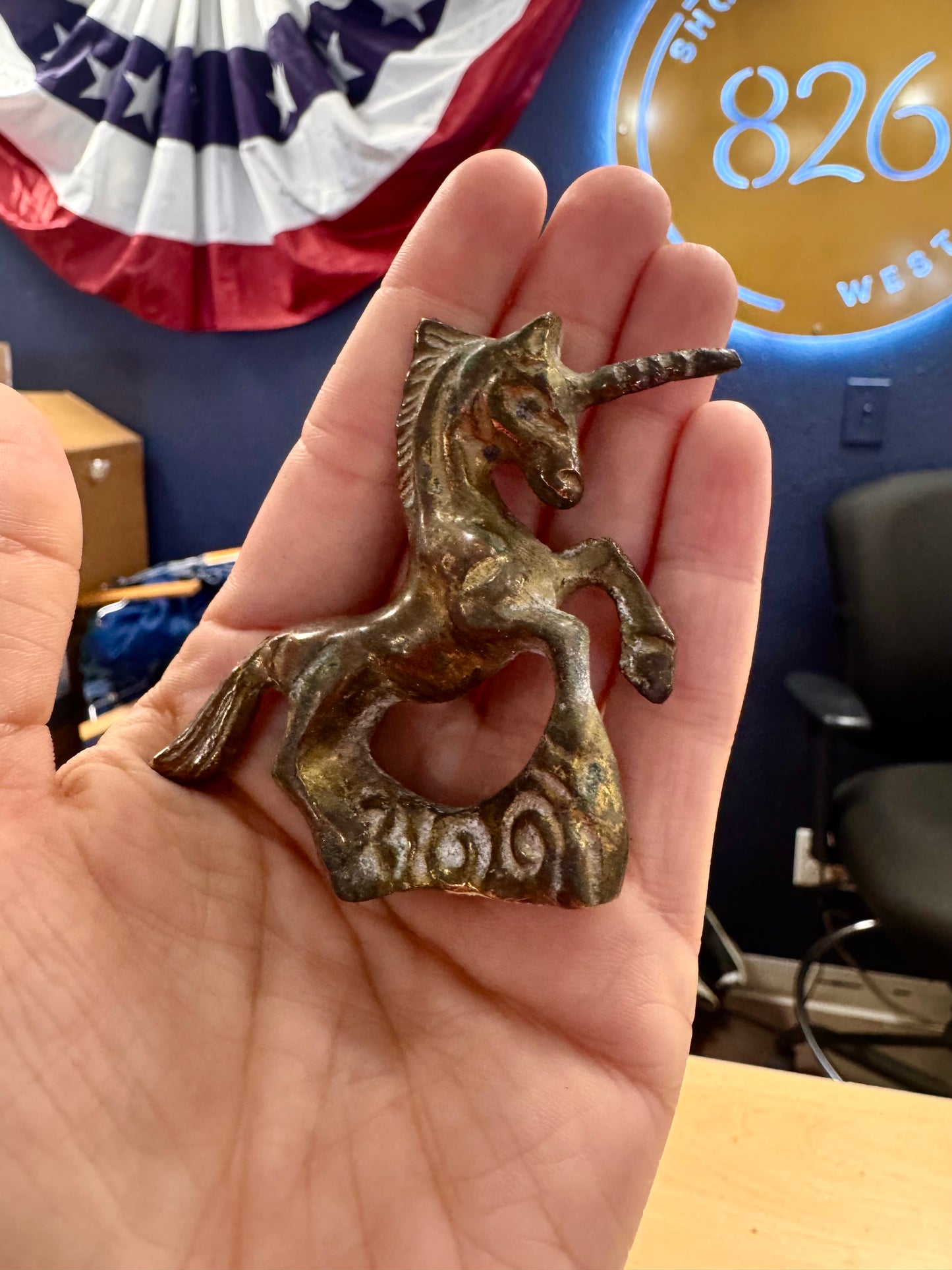 1970s Solid Brass Unicorn Figurine