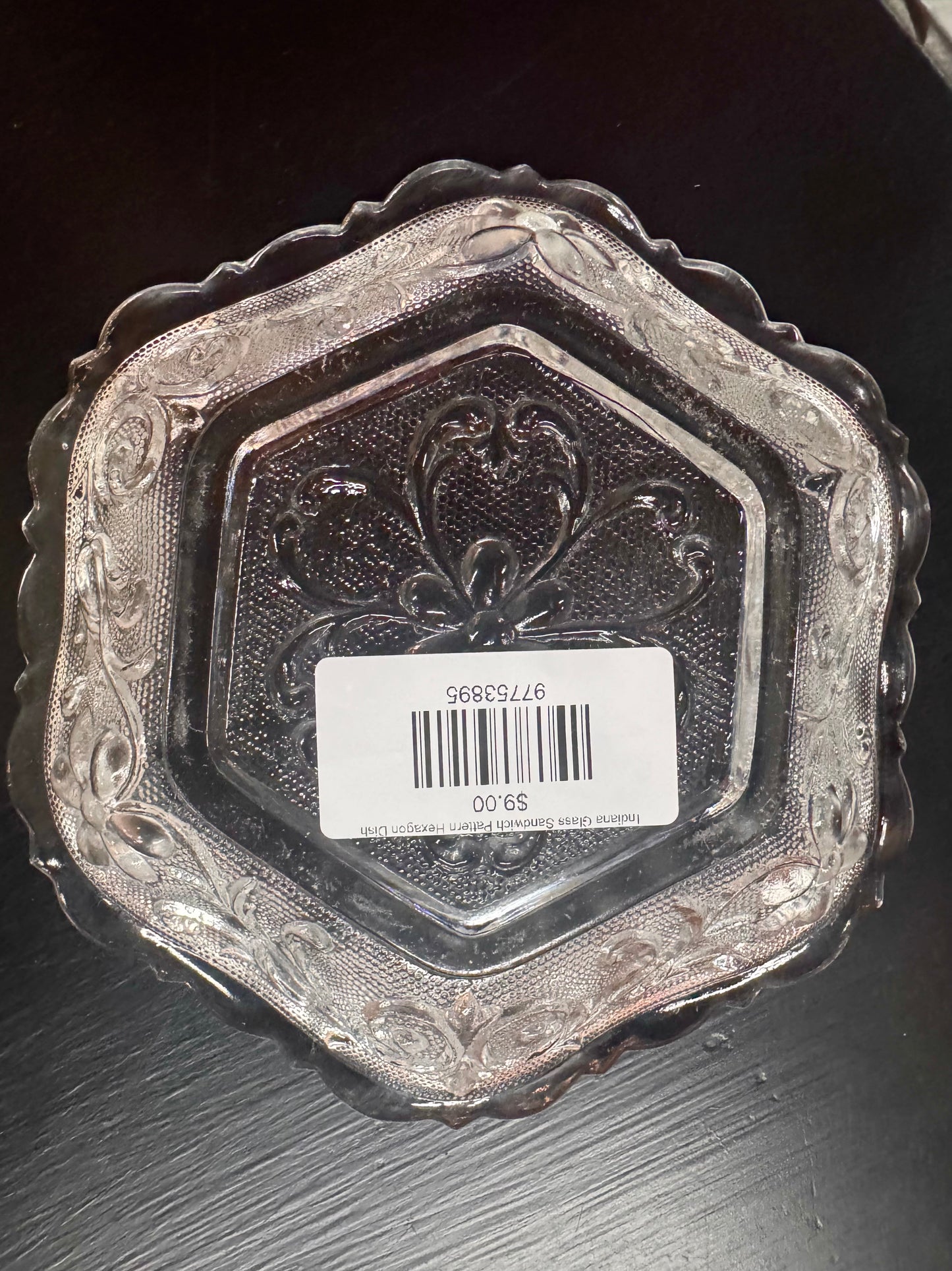 Indiana Glass Sandwich Pattern Hexagon Dish