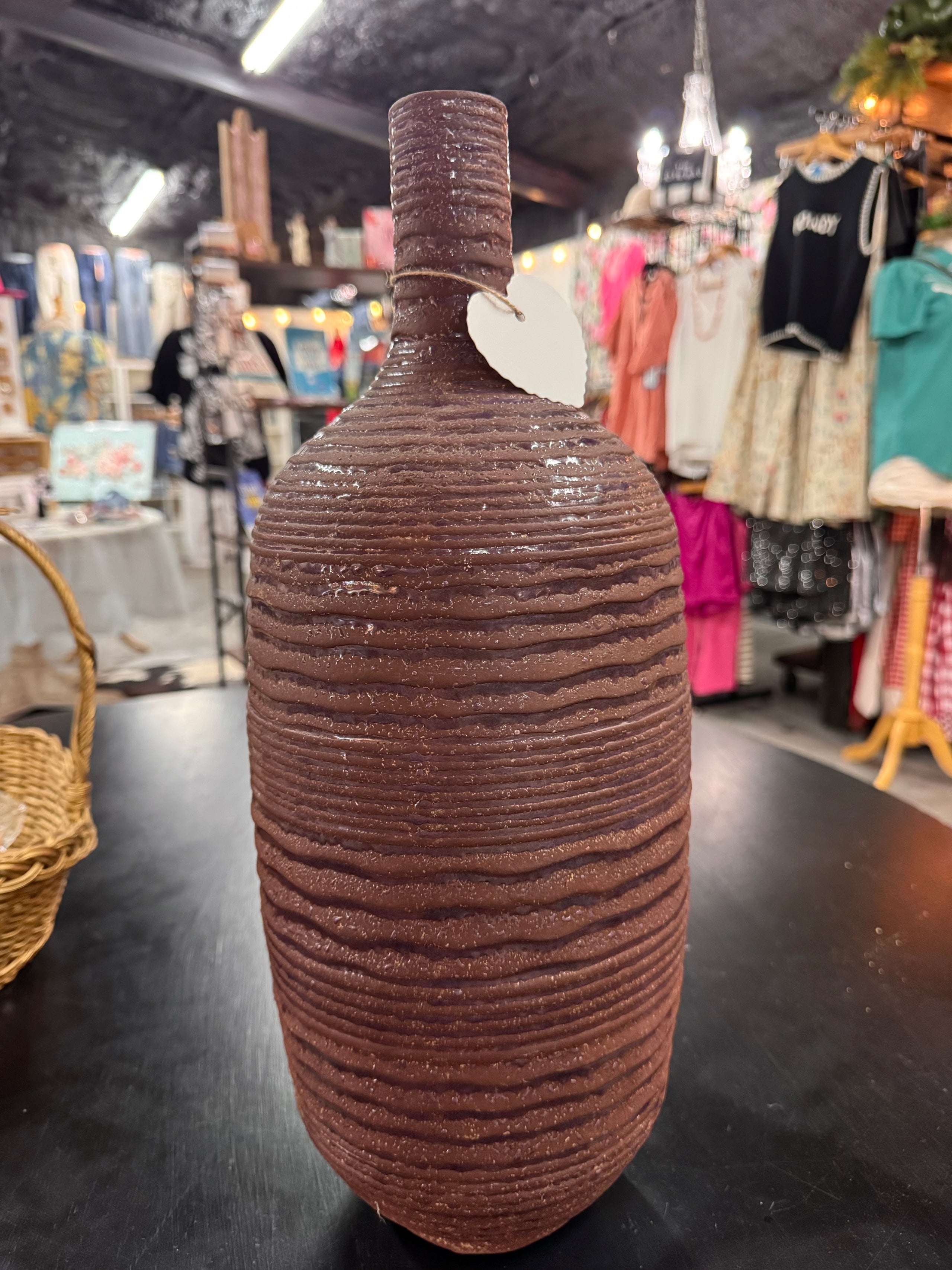 Dark Bown Ceramic Bottle Vase
