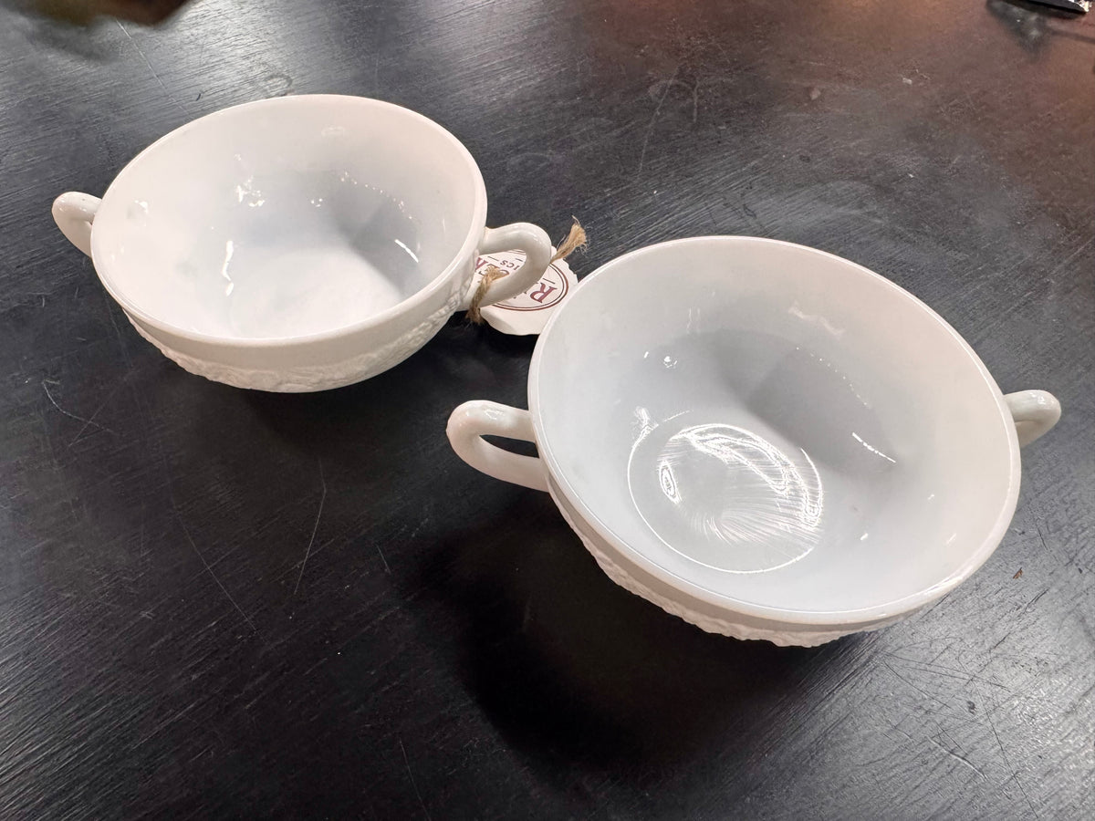 1930s Vitrock Milk Glass Cream Soup Bowls