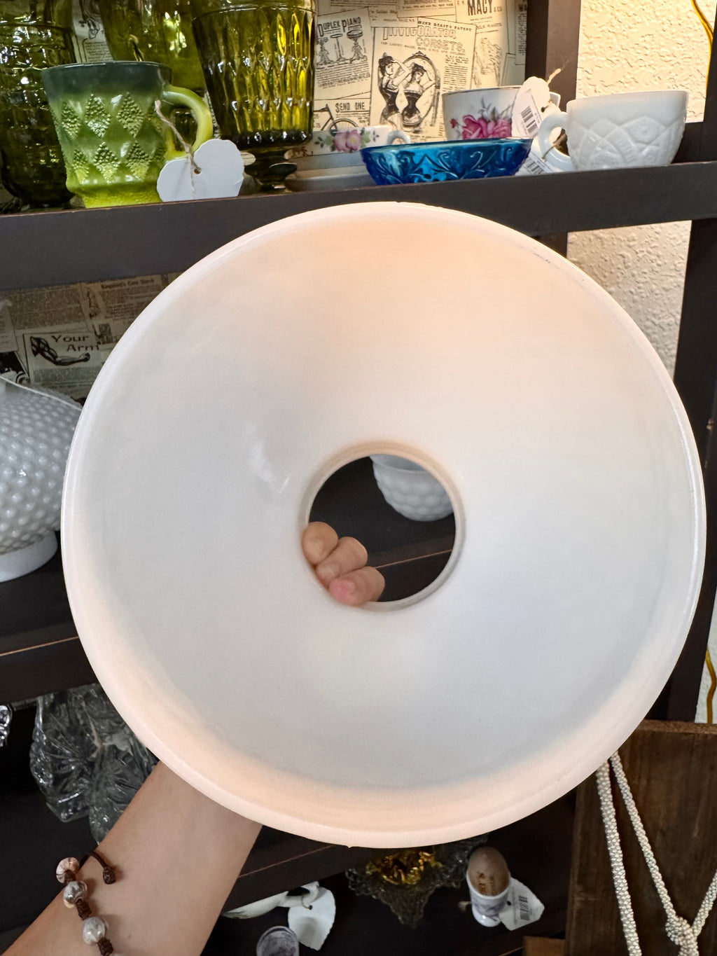 Vintage White Hobnail Milk Glass Lamp Shade
