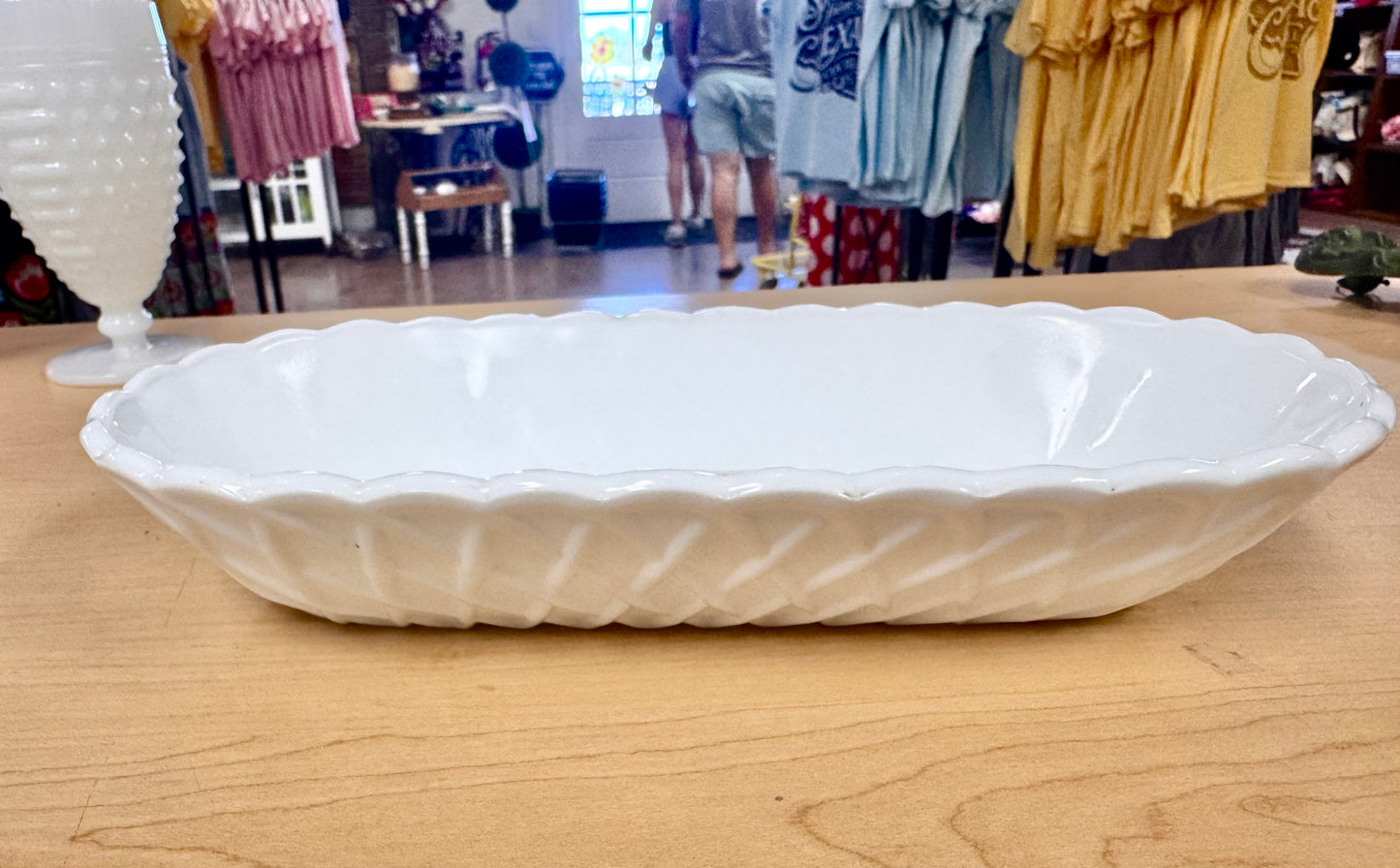 1960s Indiana Glass Milk Glass Relish Dish
