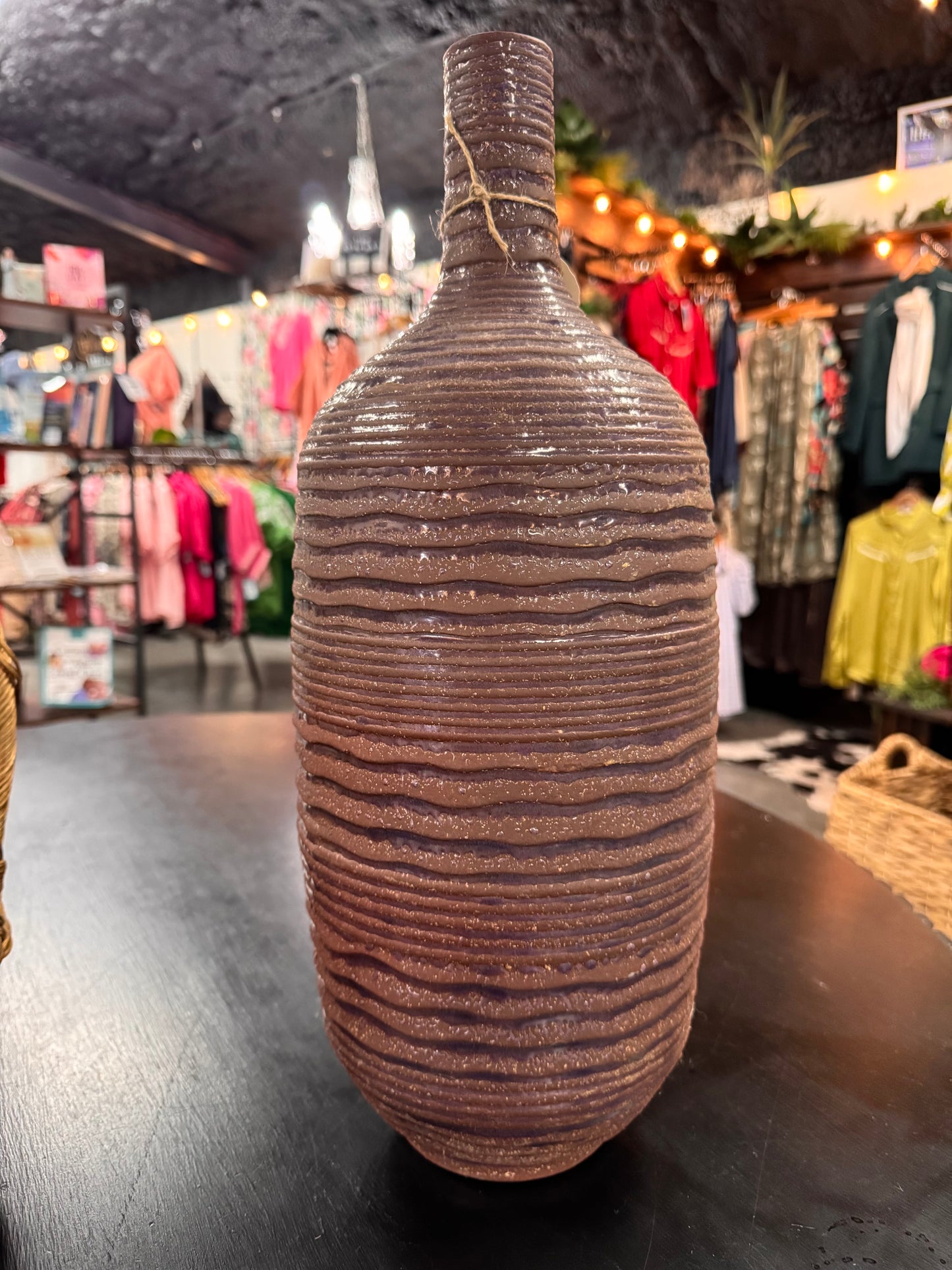 Dark Bown Ceramic Bottle Vase