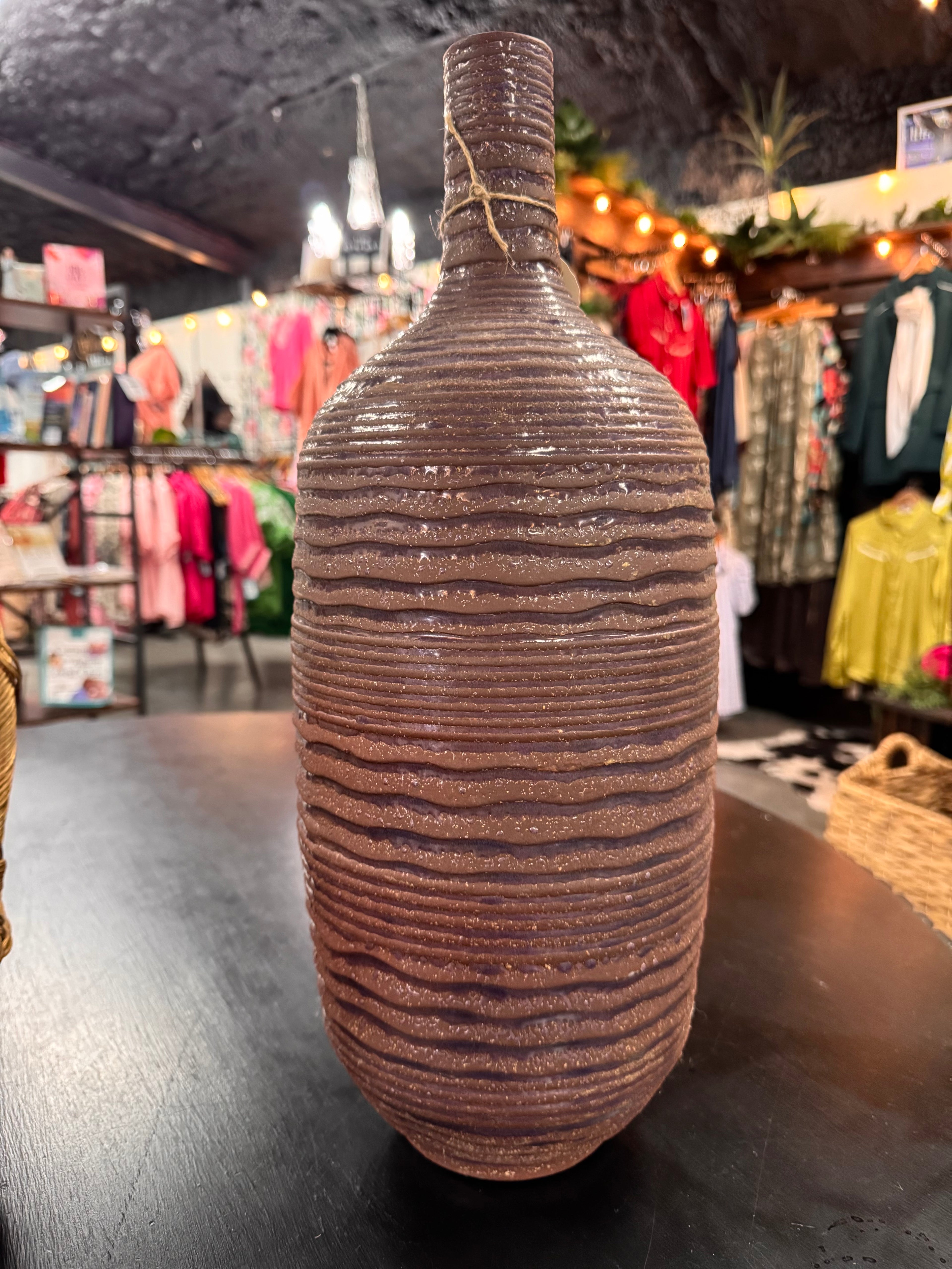 Dark Bown Ceramic Bottle Vase