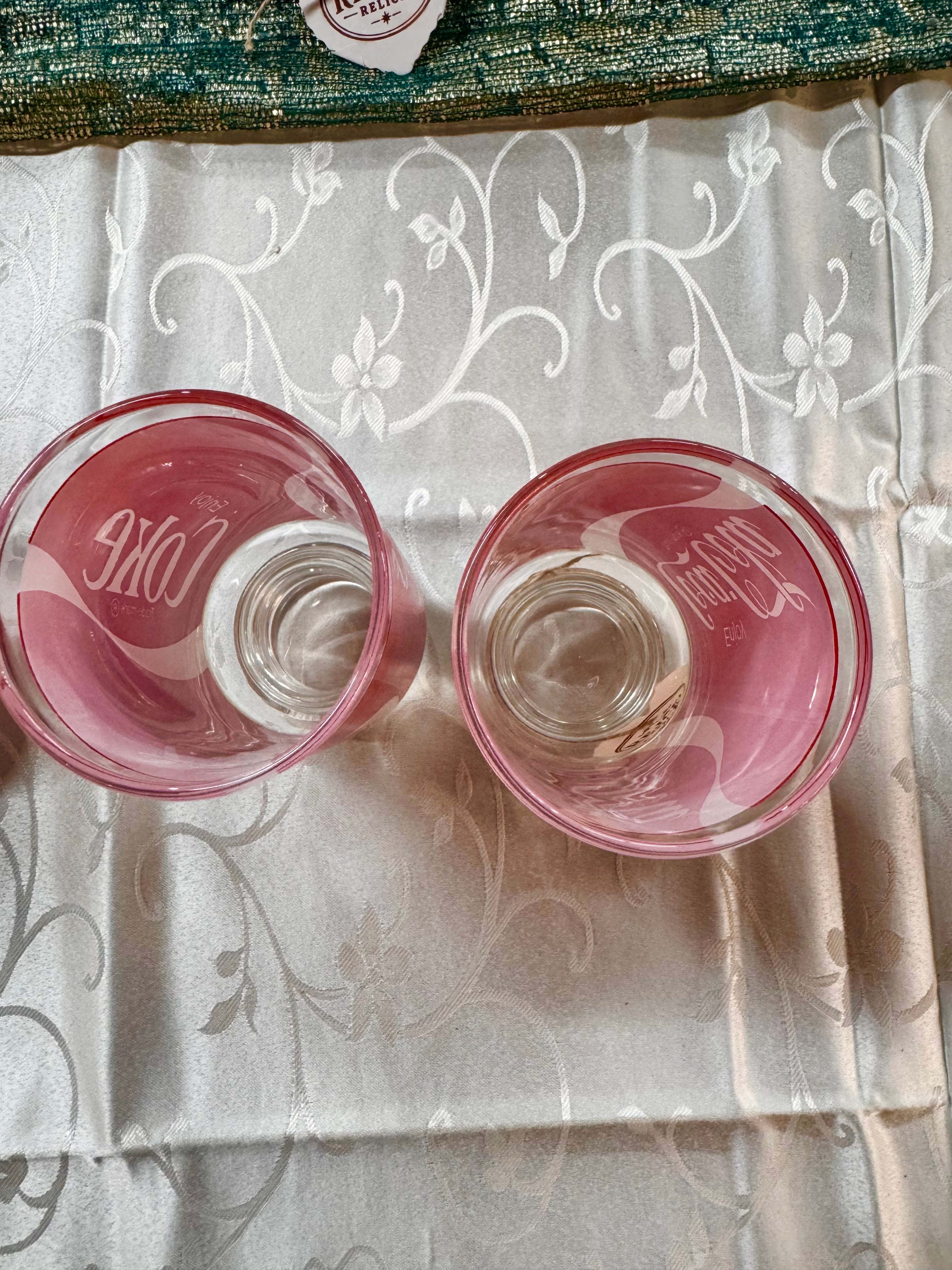 1970s Coca Cola Pedestal Glass Pair