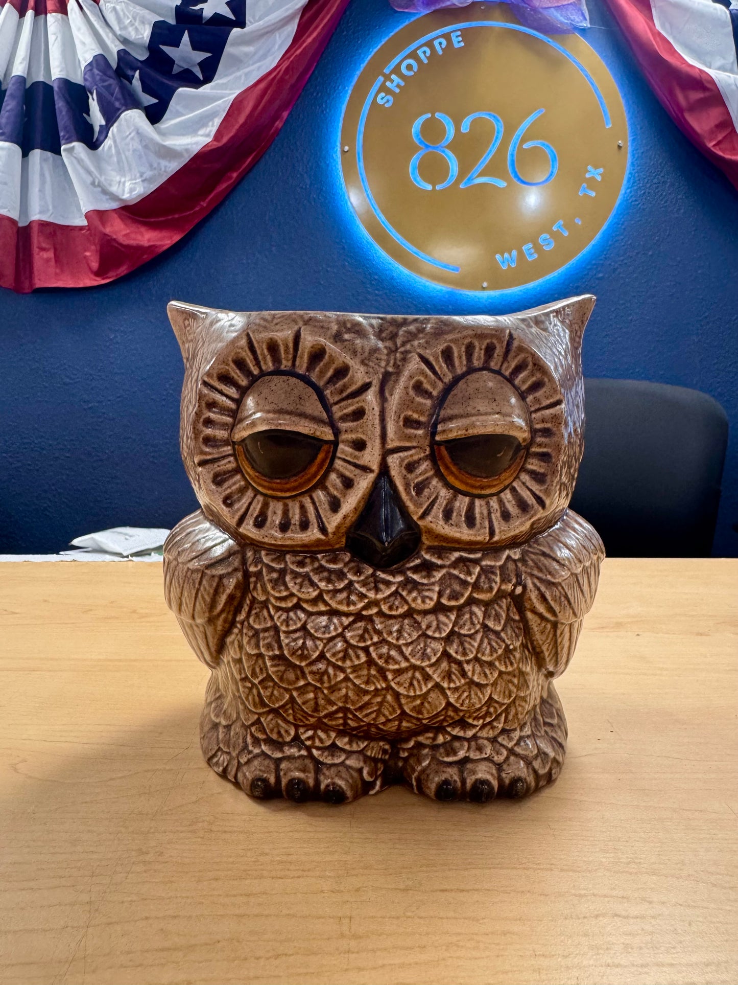 1970 Double-sided Sleepy Faced Owl Planter