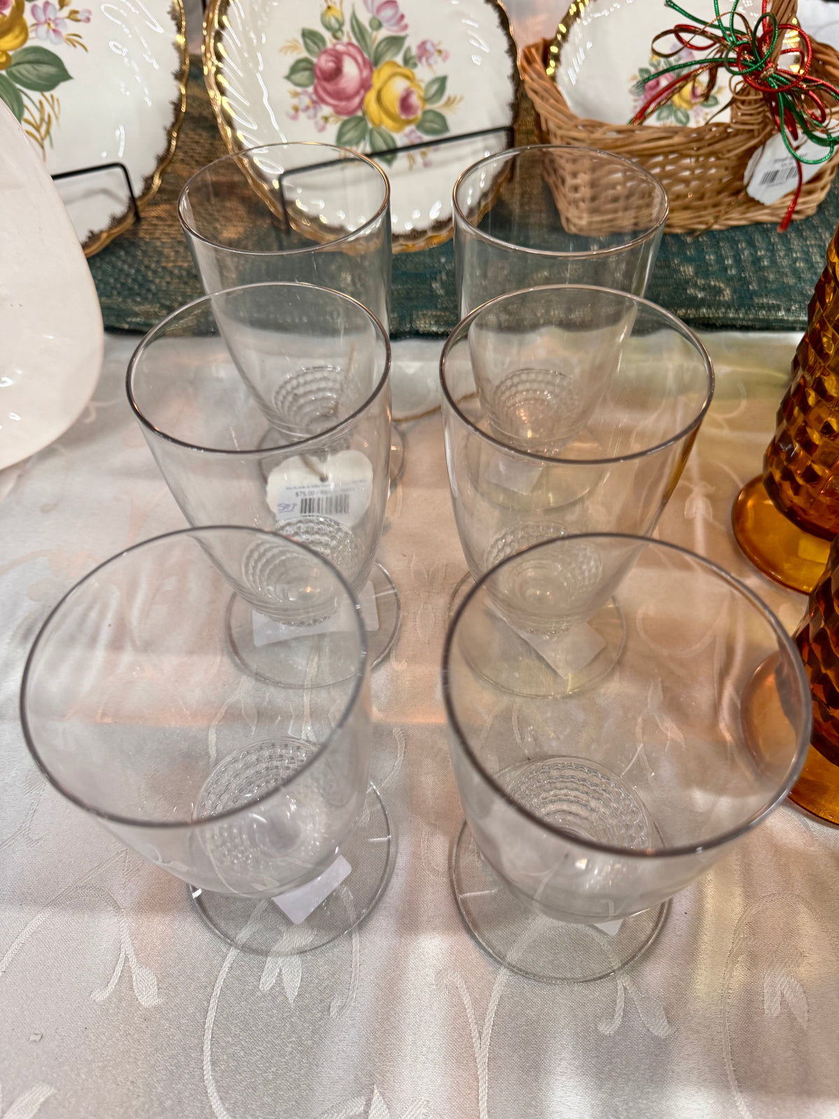 40s Duncan & Miller Teardrop Footed Glass SET (6)