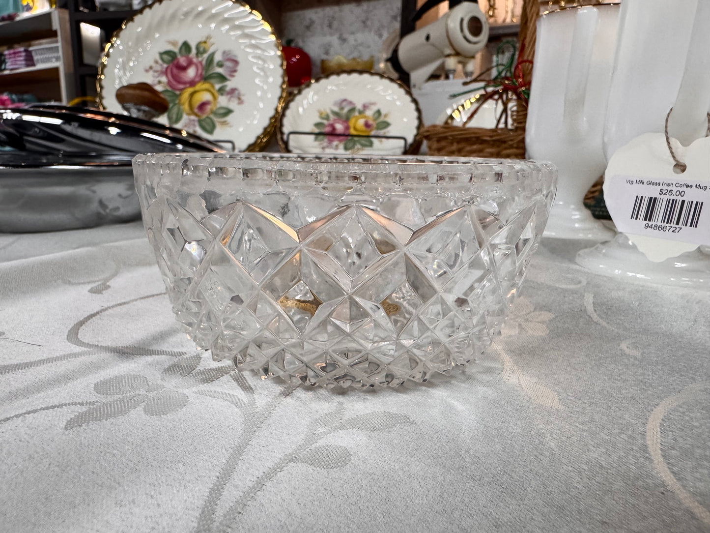 Czechoslovakia Hand-cut Crystal Serving Bowl