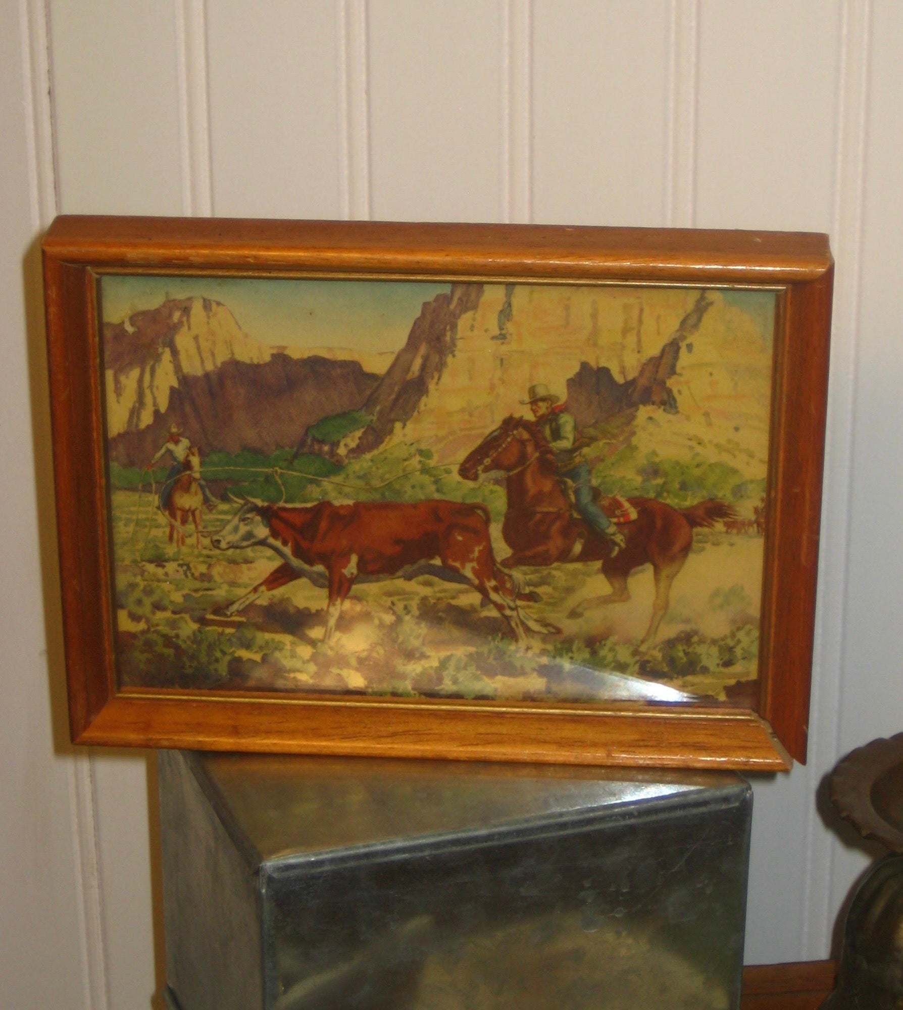 Vtg 50’s Lithograph “Horned Hereford”
