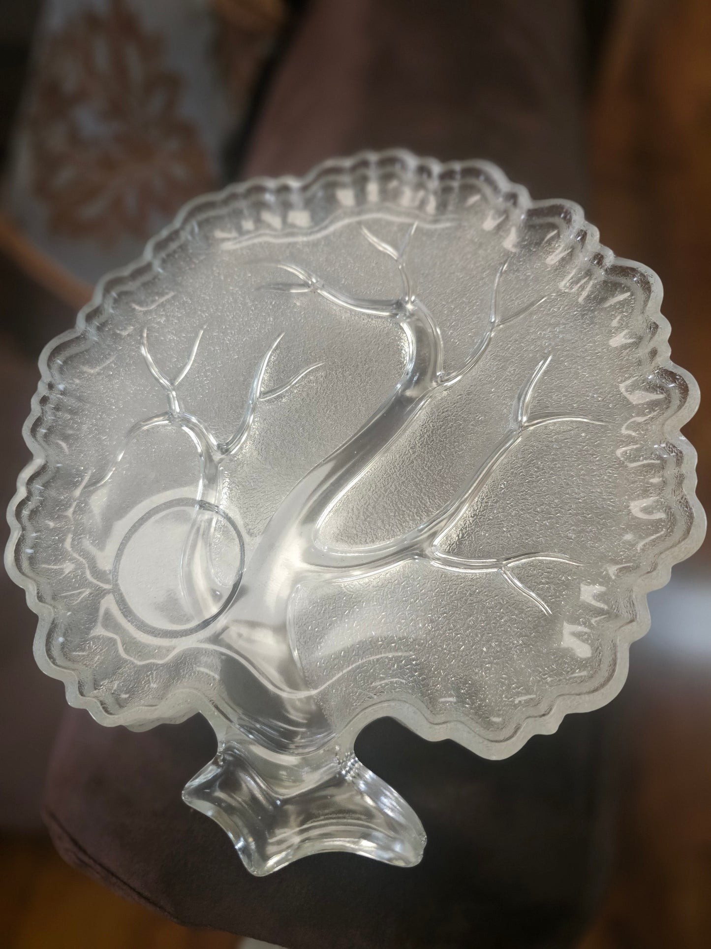 Vtg Crystal "Tree of Life" Snack Plates
