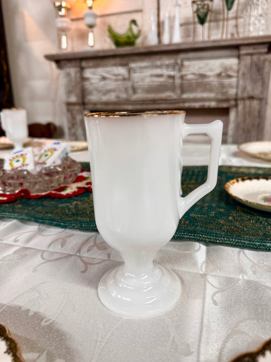 Vtg Milk Glass Irish Coffee Mug Set (5)