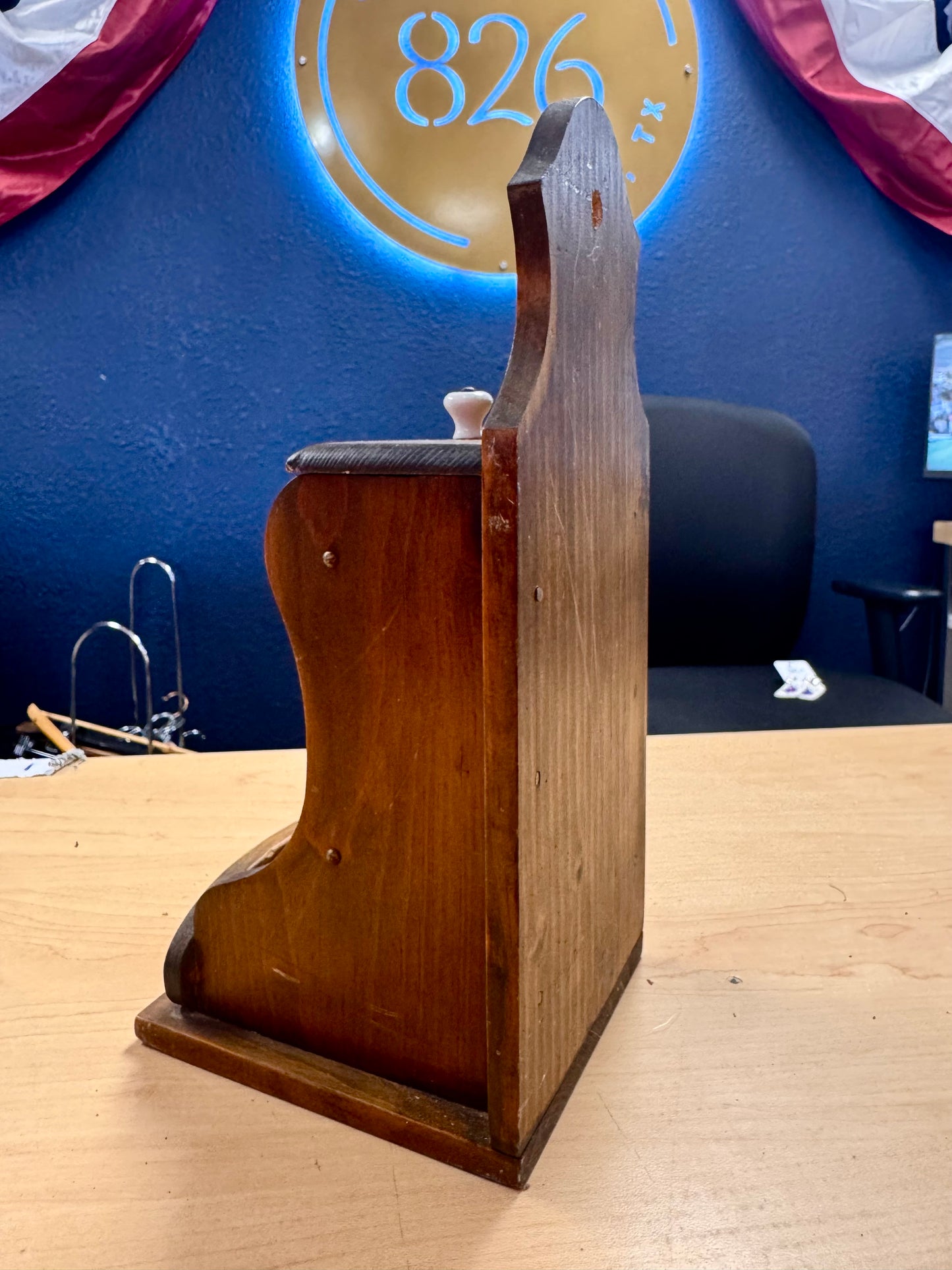 Vintage Pine Wall Match Dispenser