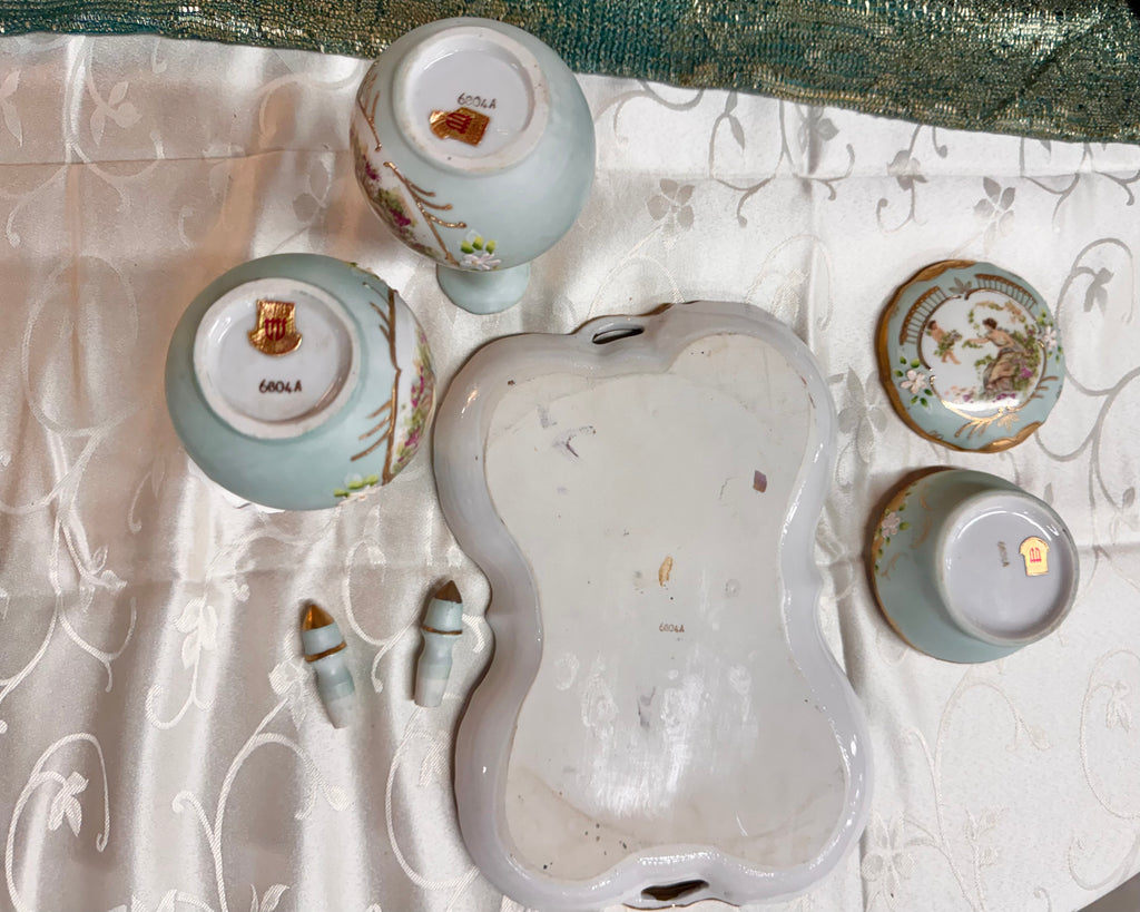 1940s Ardalt Japan Porcelain Vanity Dresser Set