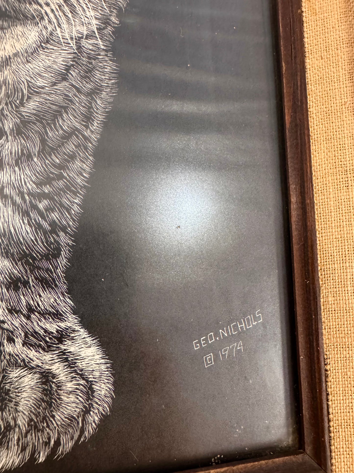 1974 George Nichols Scratchboard Cub Print