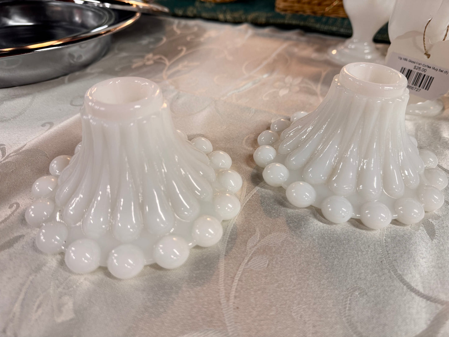 1950s Milk Glass Berwick Candlestick Holders